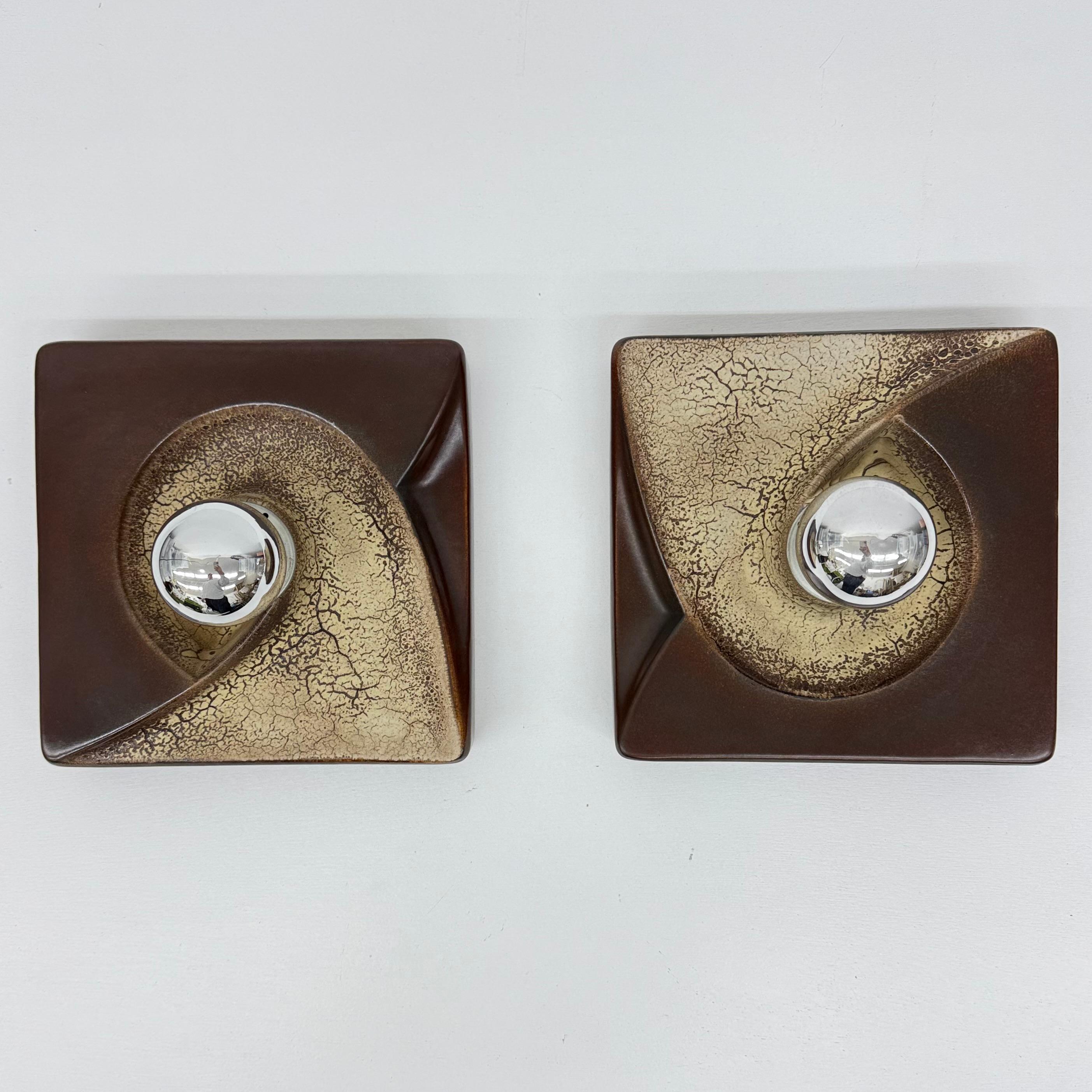 Pair of ceramic wall lamps sconce by PAN ceramic , 1970s For Sale 7