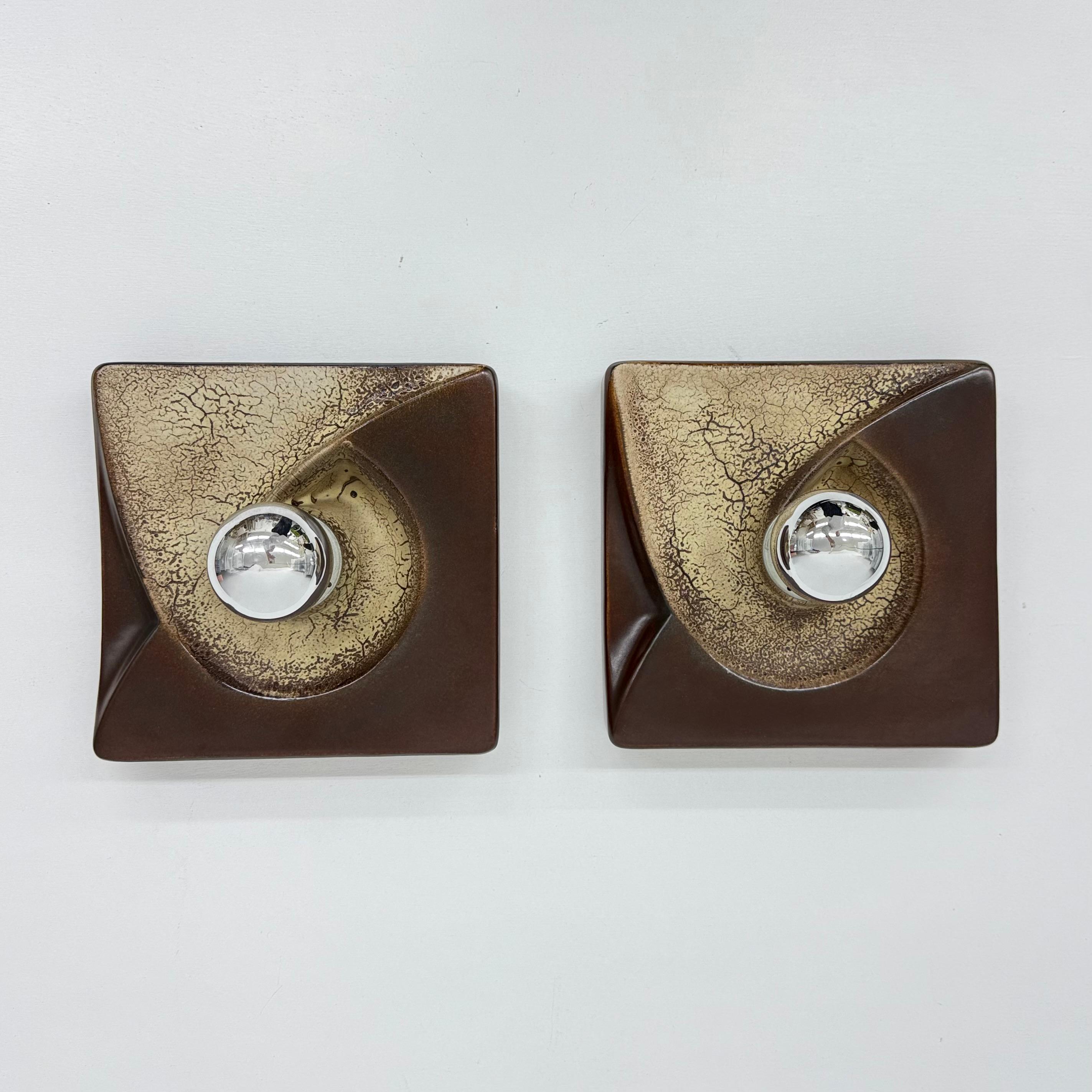 Pair of ceramic wall lamps sconce by PAN ceramic , 1970s For Sale 11