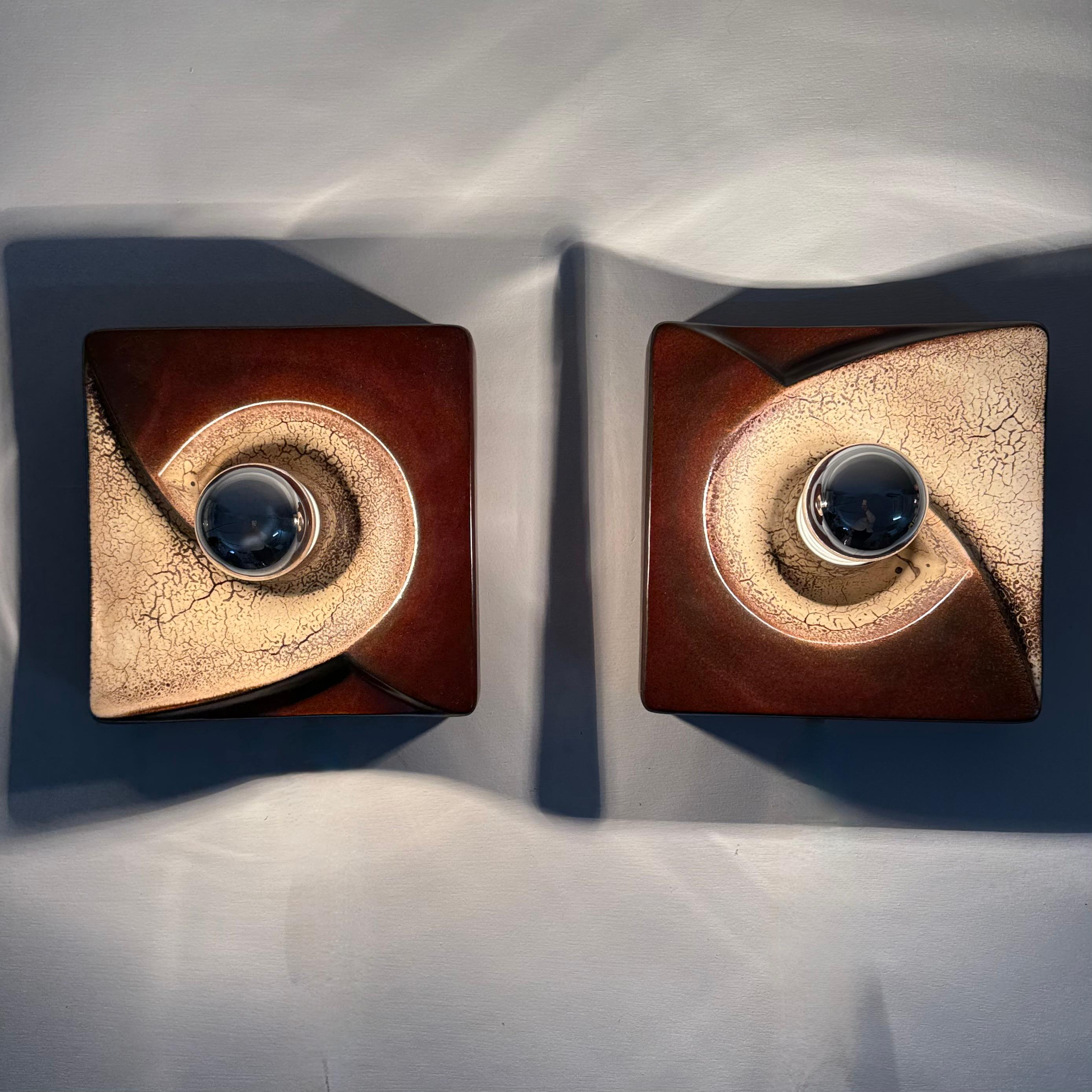 Pair of ceramic wall lamps sconce by PAN ceramic , 1970s
