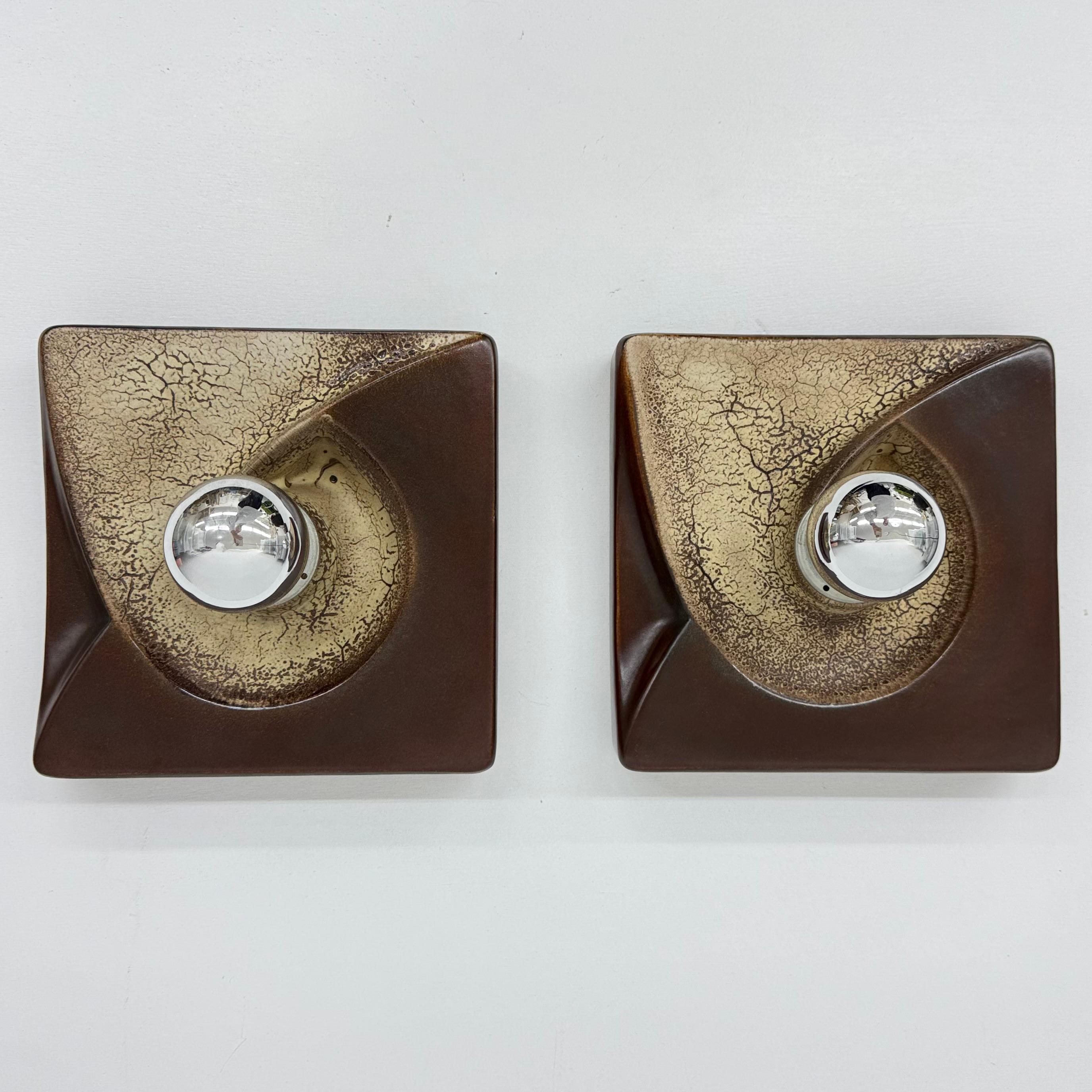 Pair of ceramic wall lamps sconce by PAN ceramic , 1970s For Sale 13