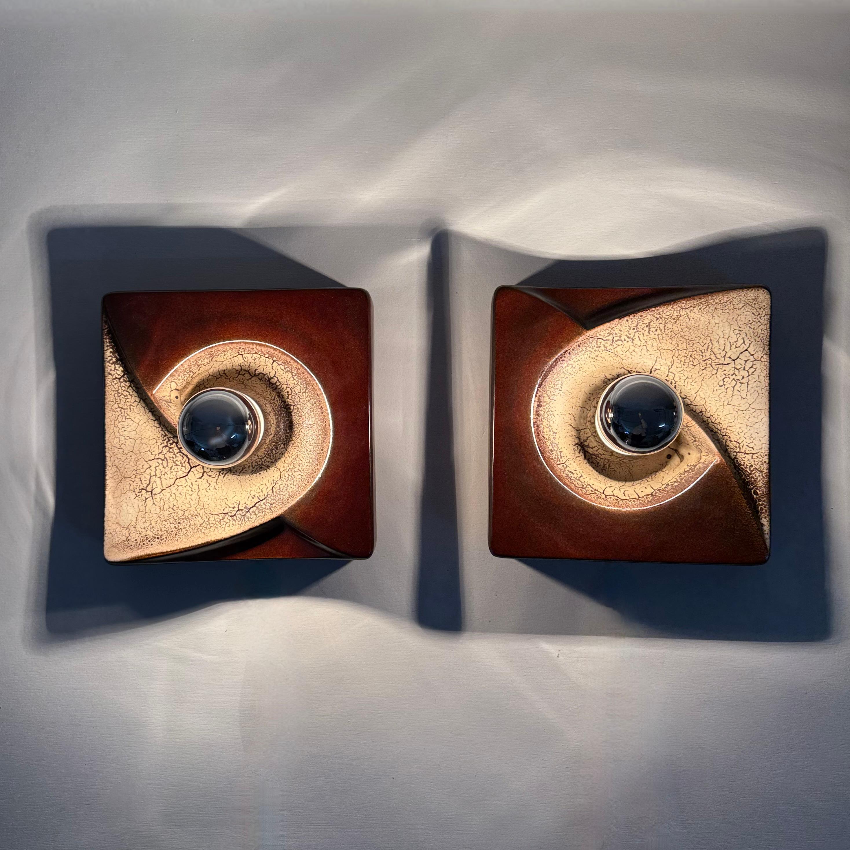 Mid-Century Modern Pair of ceramic wall lamps sconce by PAN ceramic , 1970s For Sale