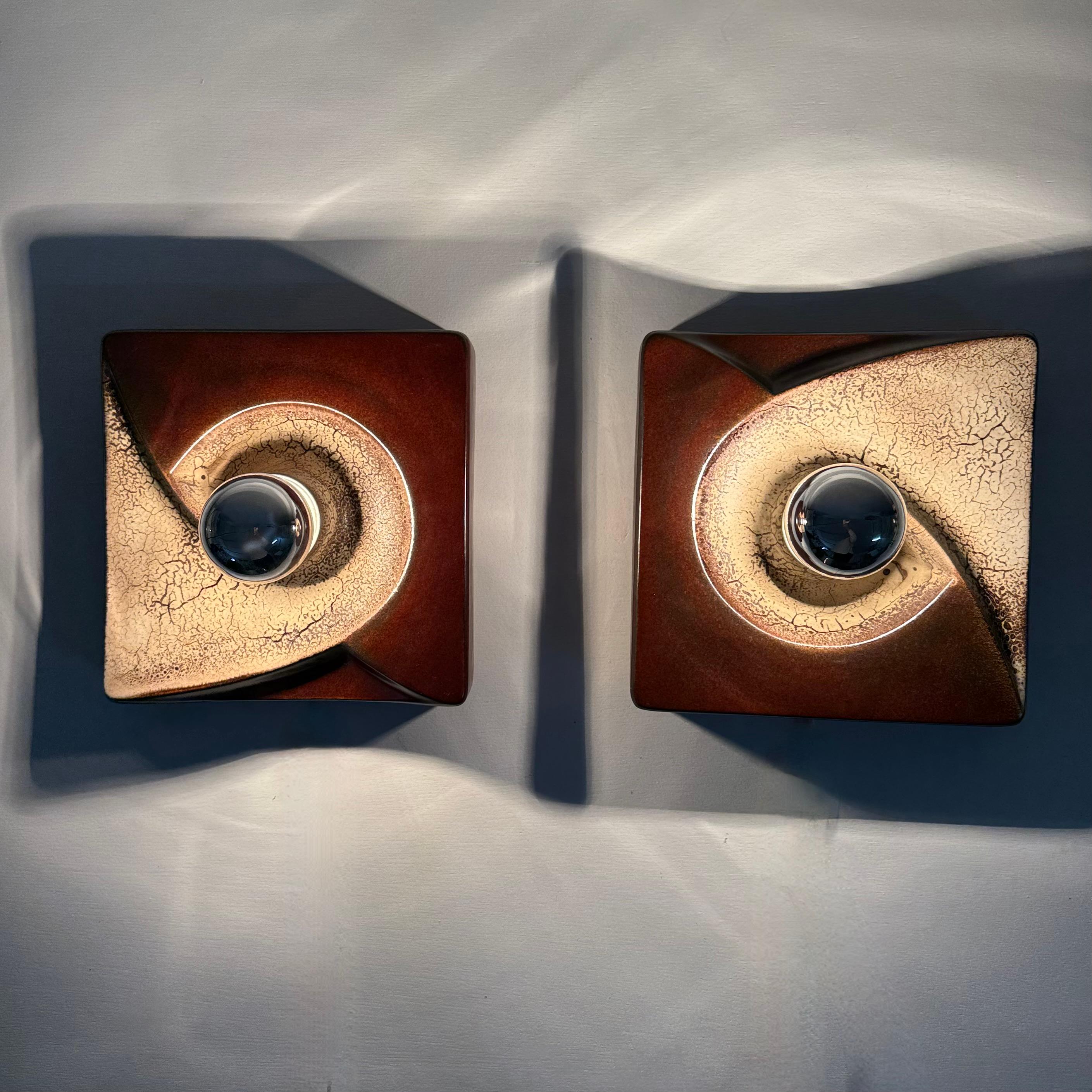 Late 20th Century Pair of ceramic wall lamps sconce by PAN ceramic , 1970s For Sale