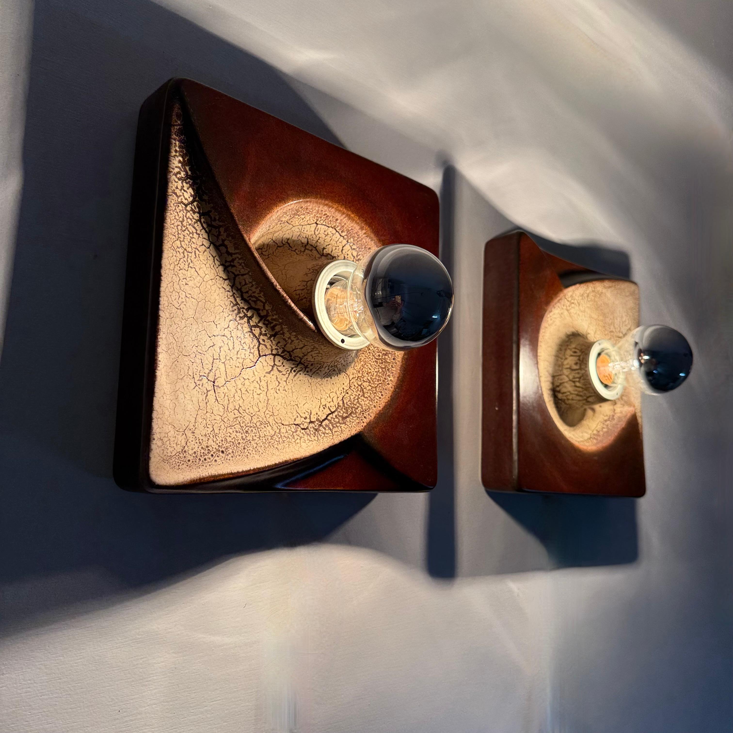 Pair of ceramic wall lamps sconce by PAN ceramic , 1970s For Sale 2