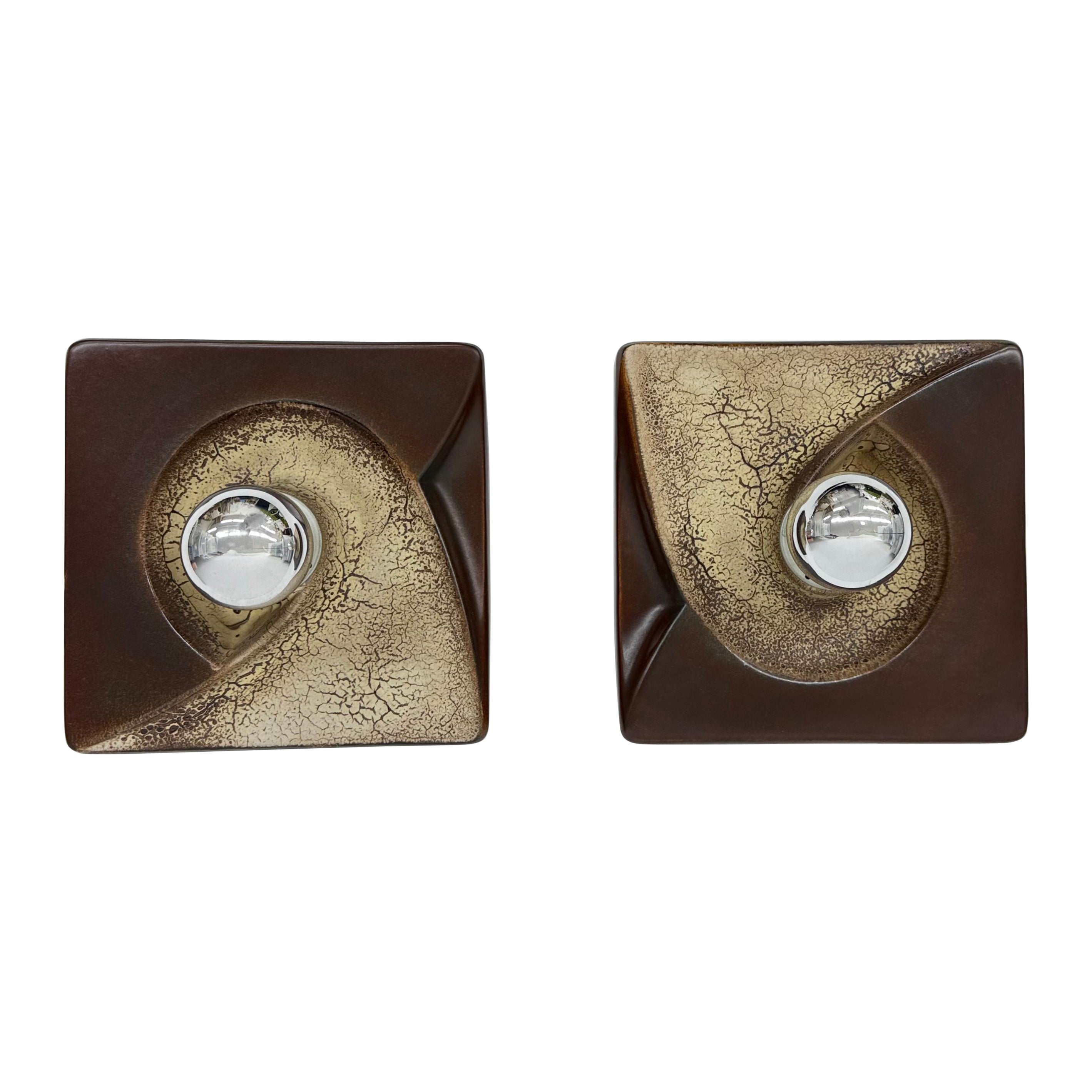 Paire d'appliques en céramique PAN ceramic , 1970 en vente