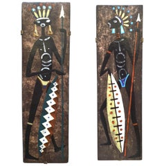 Pair of Ceramic Wall Plaques by Prunella Clough for Upsala-Ekeby, Sweden