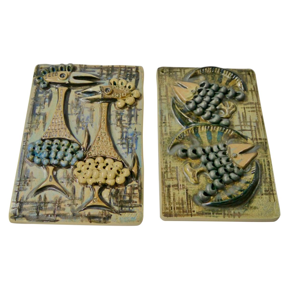 Pair of Ceramic Wall Plaques by Ulla Winblad, Sweden, 1960s