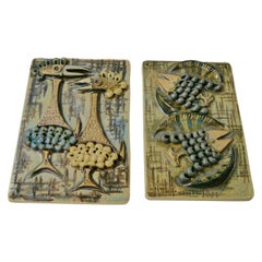 Retro Pair of Ceramic Wall Plaques by Ulla Winblad, Sweden, 1960s