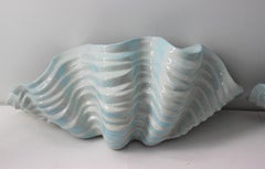 Pair of Clam Shell Form Ceramic Wall Pockets
