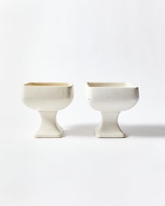 Pair of Ceramic White Vases Designed by Nelson McCoy for Floraline