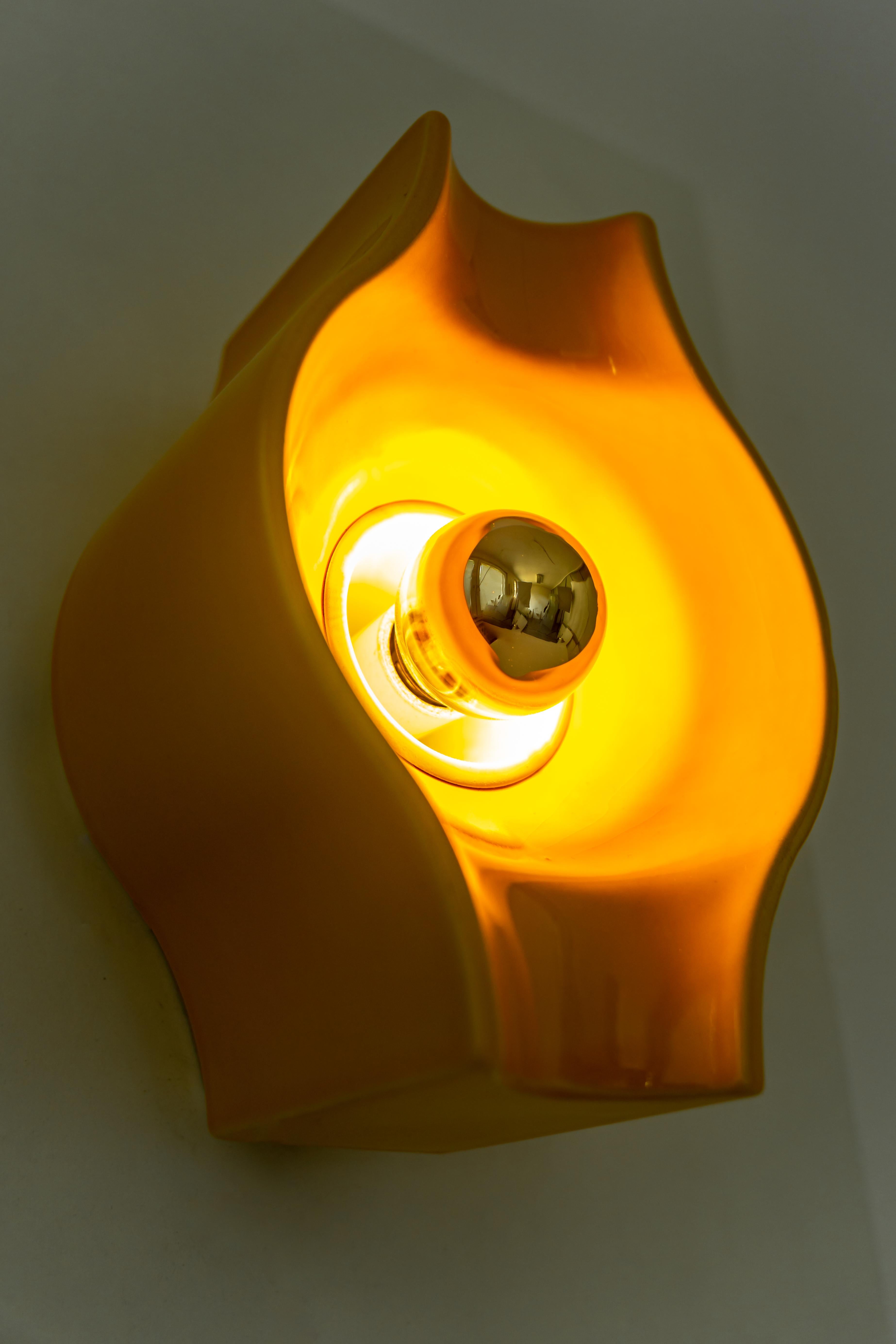Pair of Ceramic Yellow Wall Light Sputnik Designed by Cari Zalloni Germany 1970s 1