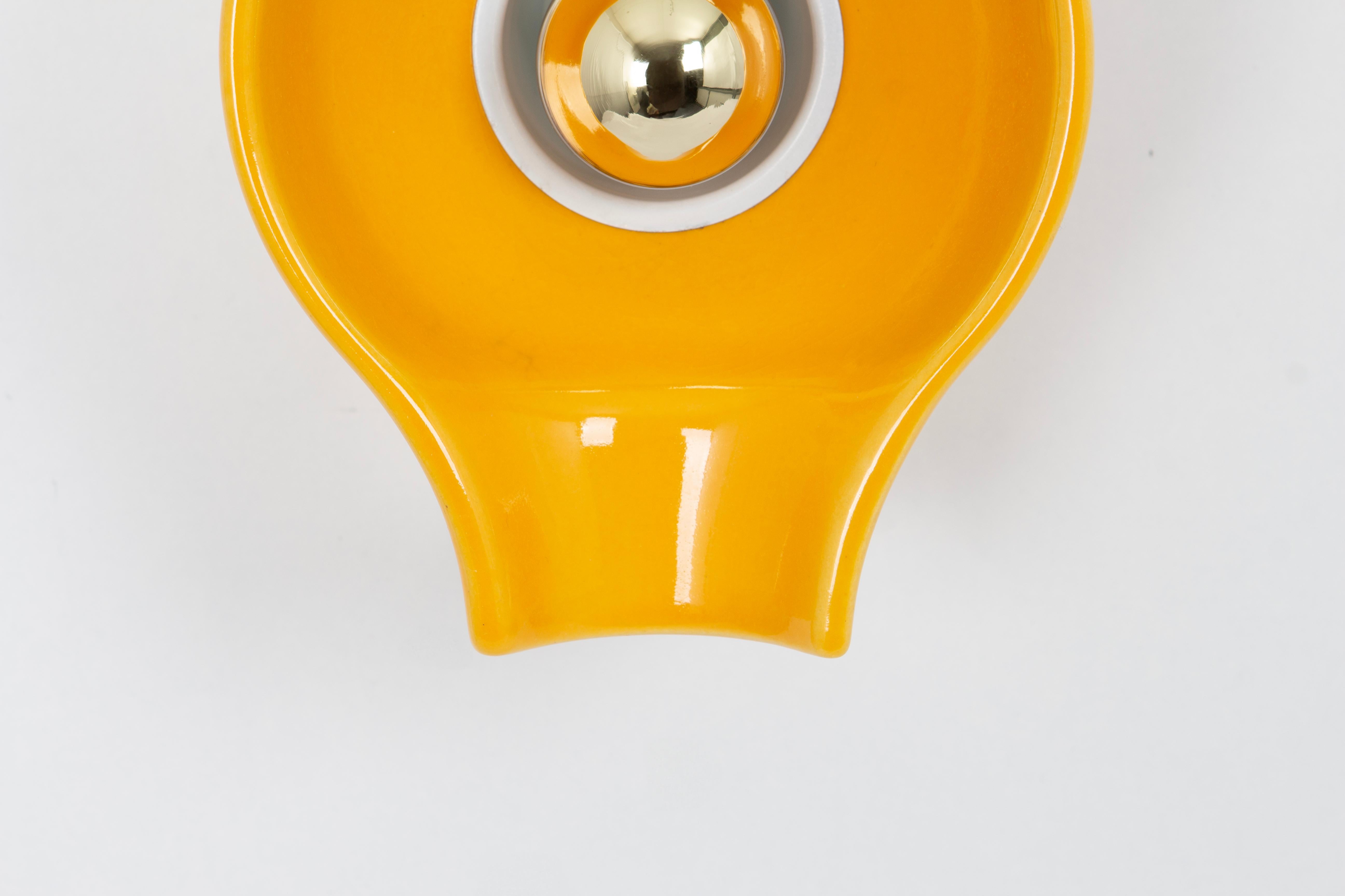 Pair of Ceramic Yellow Wall Light Sputnik Designed by Cari Zalloni Germany 1970s For Sale 5