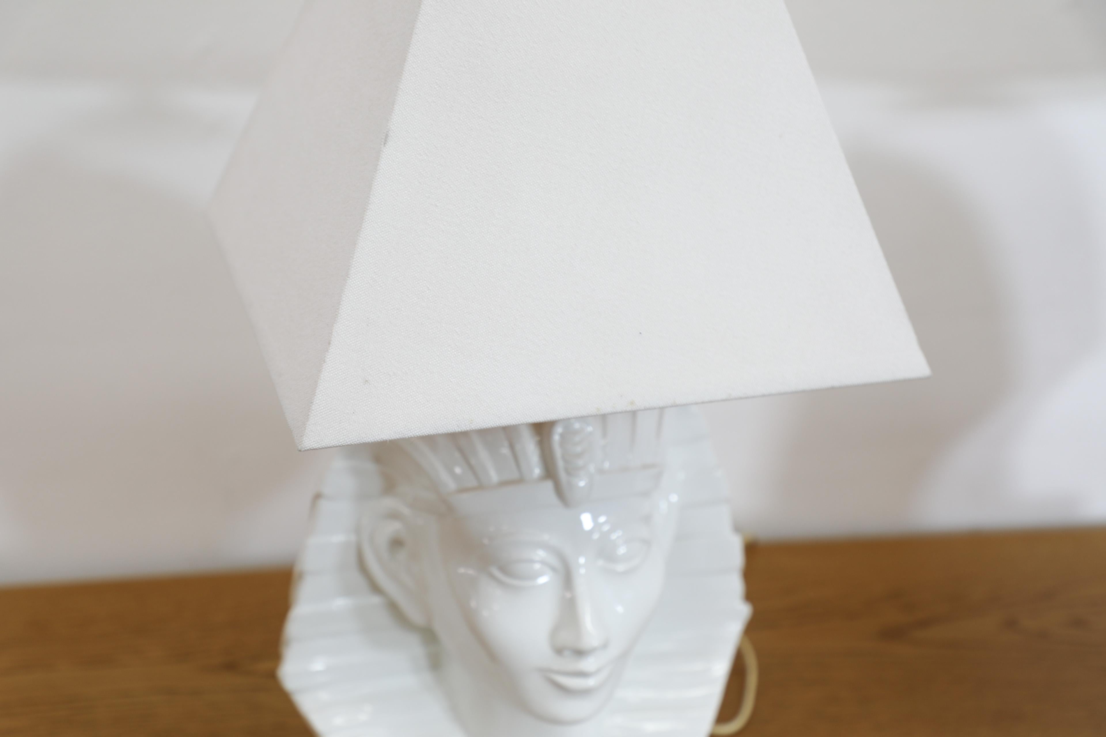 Ensemble de deux lampes de table en céramique de style Zaccagnini, Egyptian Pharaoh, années 1980 en vente 2