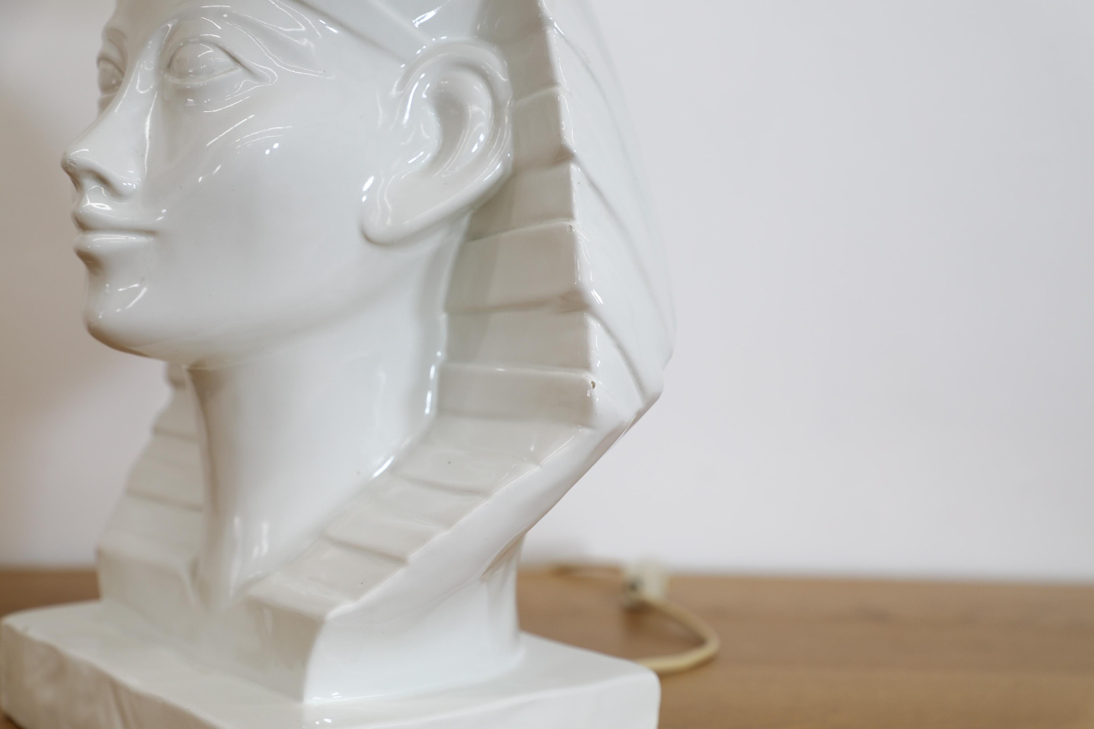 Ensemble de deux lampes de table en céramique de style Zaccagnini, Egyptian Pharaoh, années 1980 en vente 3