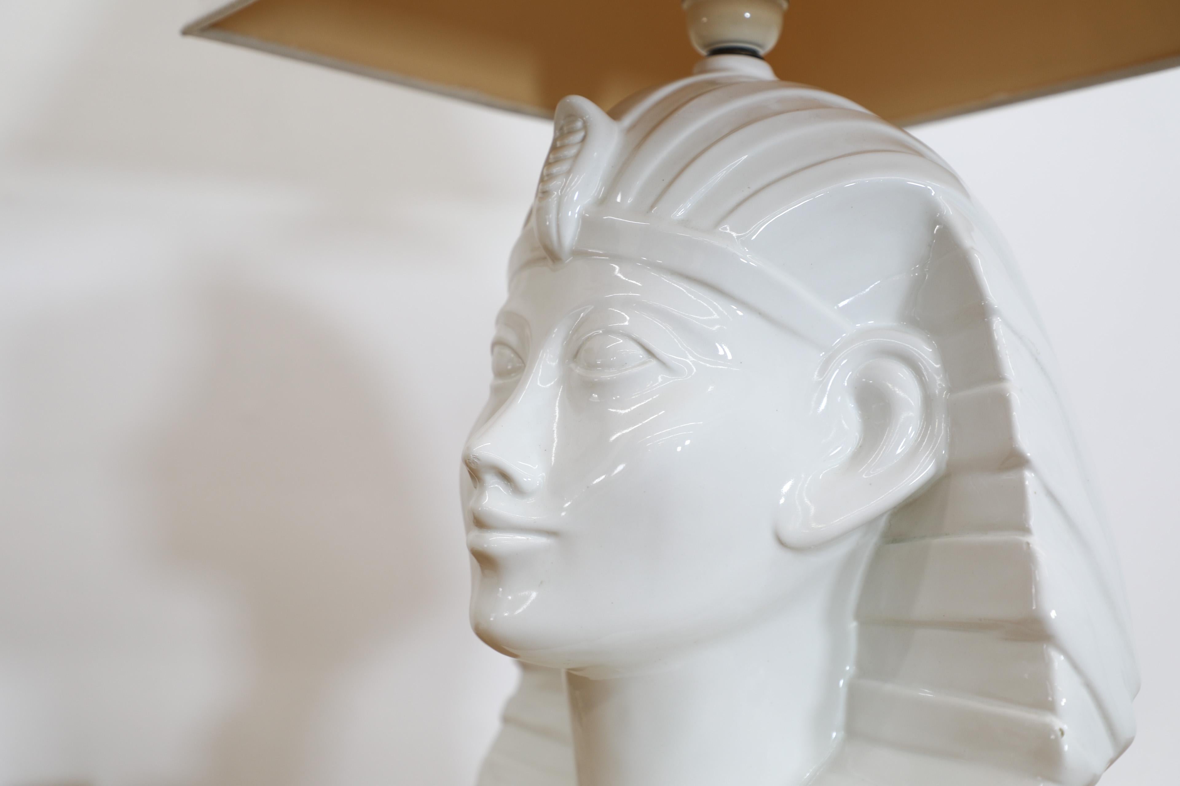 Ensemble de deux lampes de table en céramique de style Zaccagnini, Egyptian Pharaoh, années 1980 en vente 4