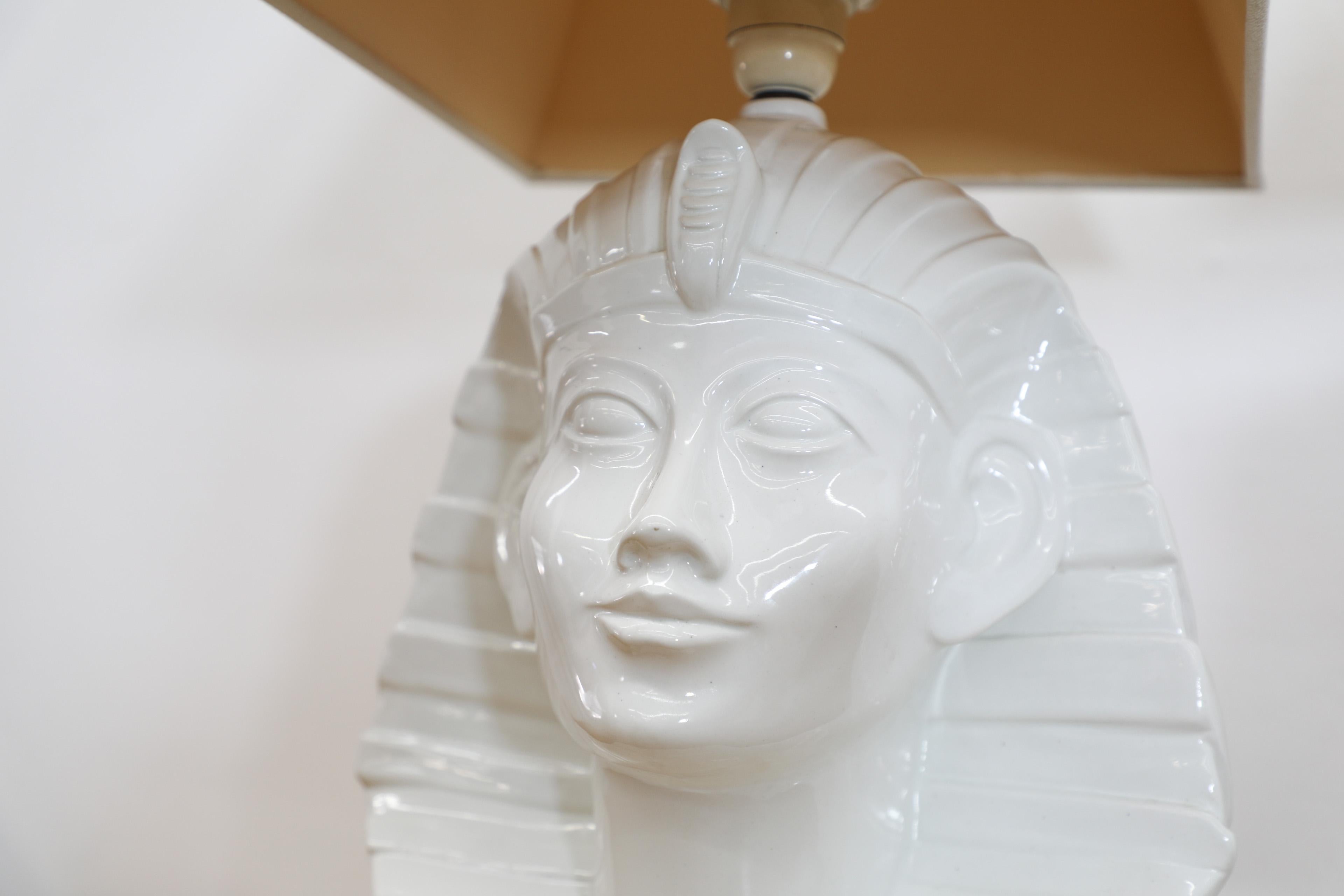 Ensemble de deux lampes de table en céramique de style Zaccagnini, Egyptian Pharaoh, années 1980 en vente 6