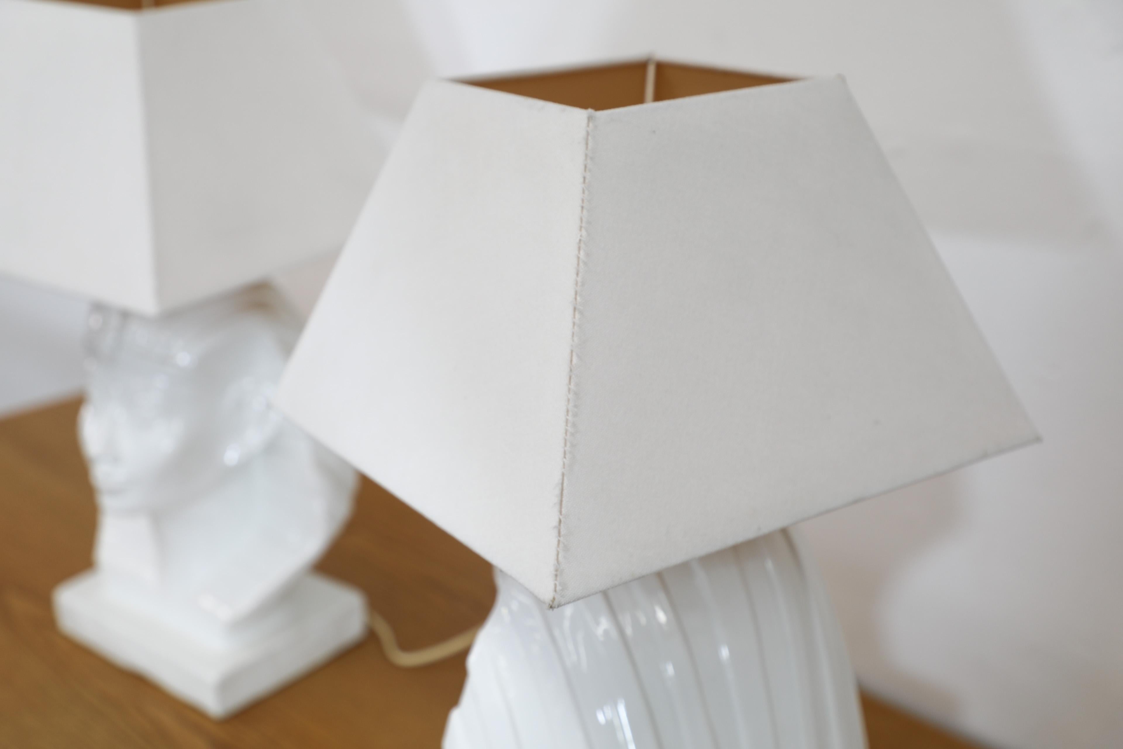 Ensemble de deux lampes de table en céramique de style Zaccagnini, Egyptian Pharaoh, années 1980 en vente 1