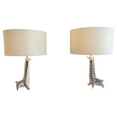 Pair of Ceramic Zoomorphic Giraffe Lamps 1950