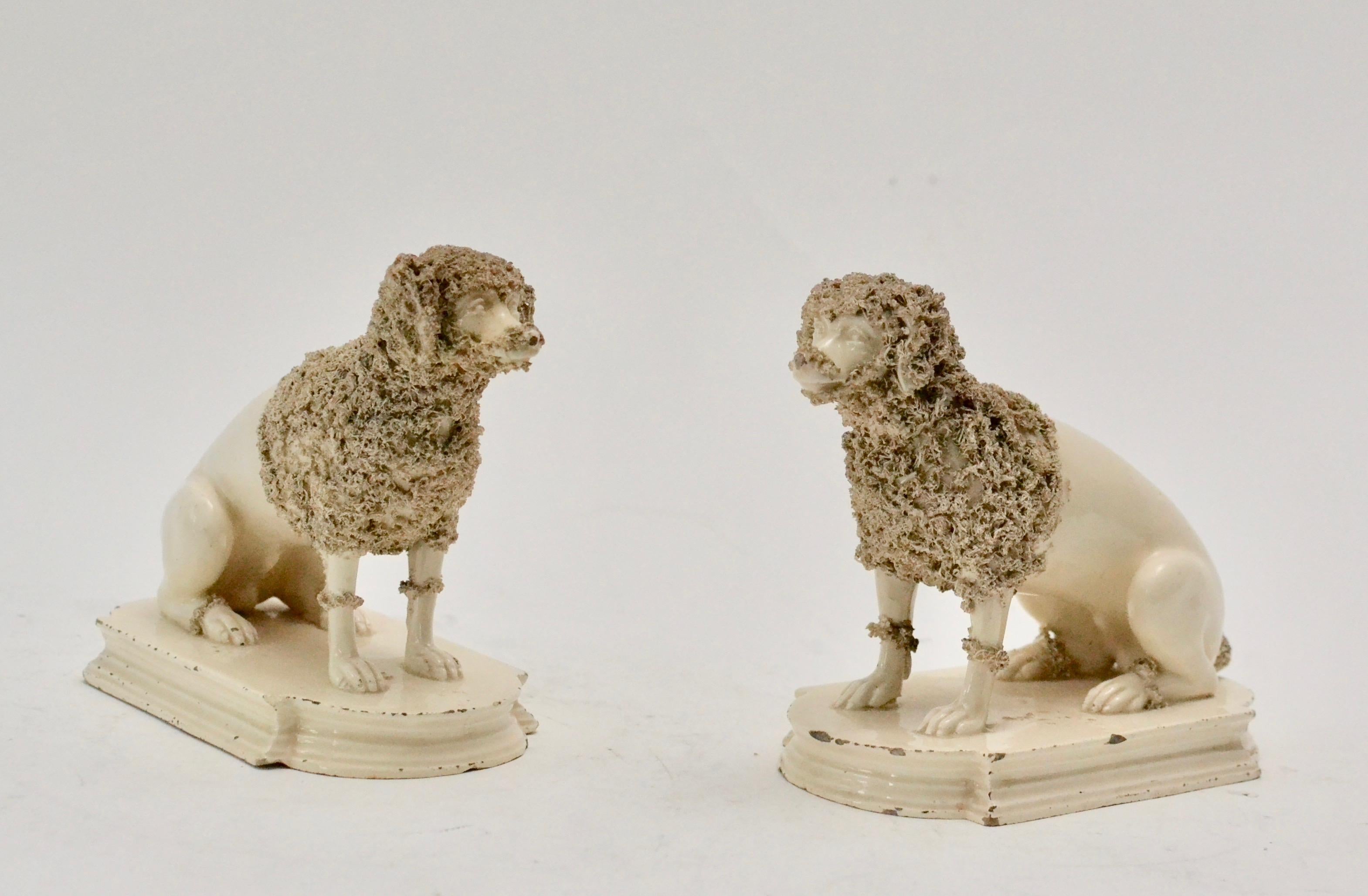Pair of ceramics poodles, probably England, 19th century.
 