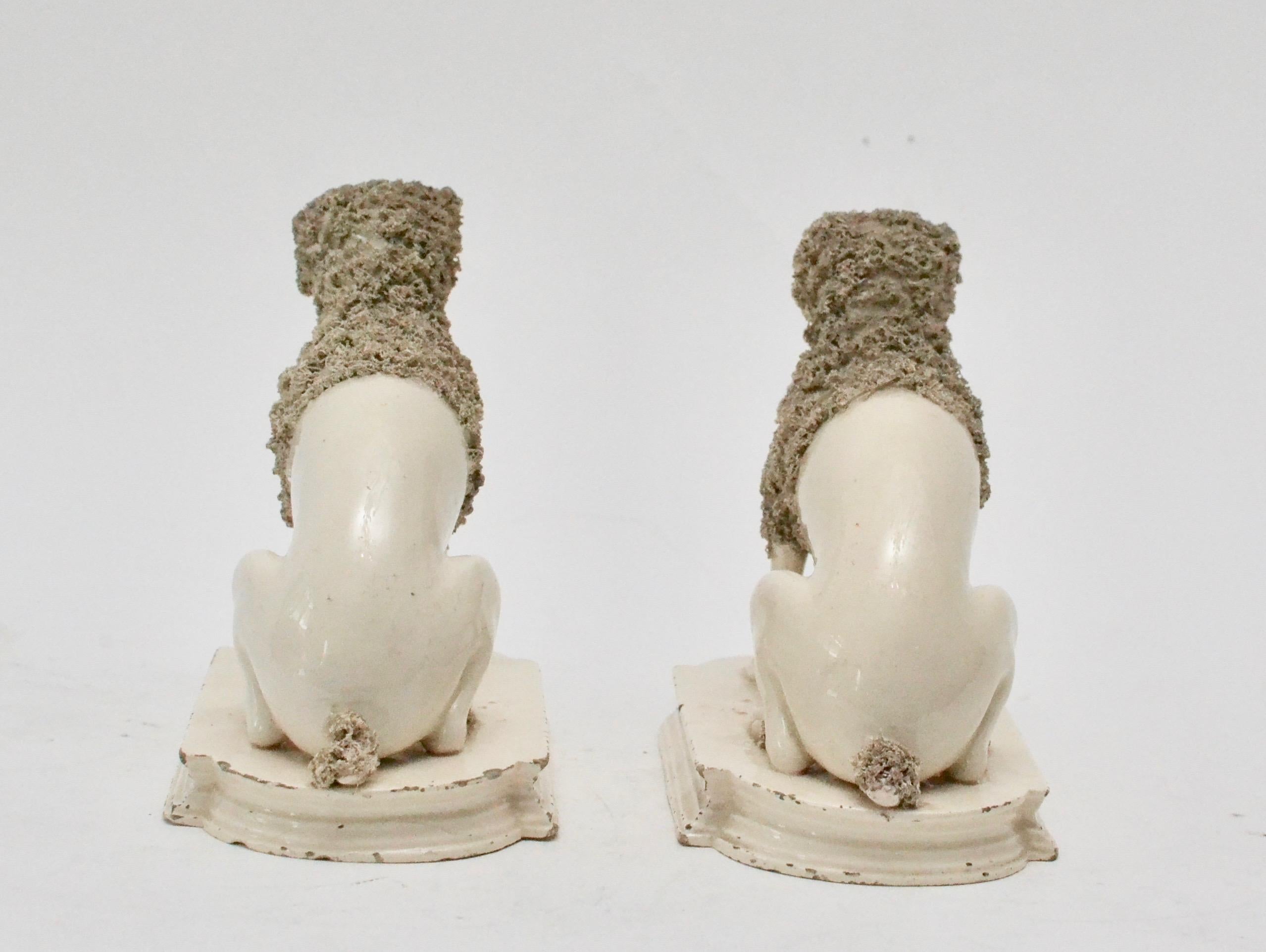 English Pair of Ceramics Poodles, Probably England, 19th Century