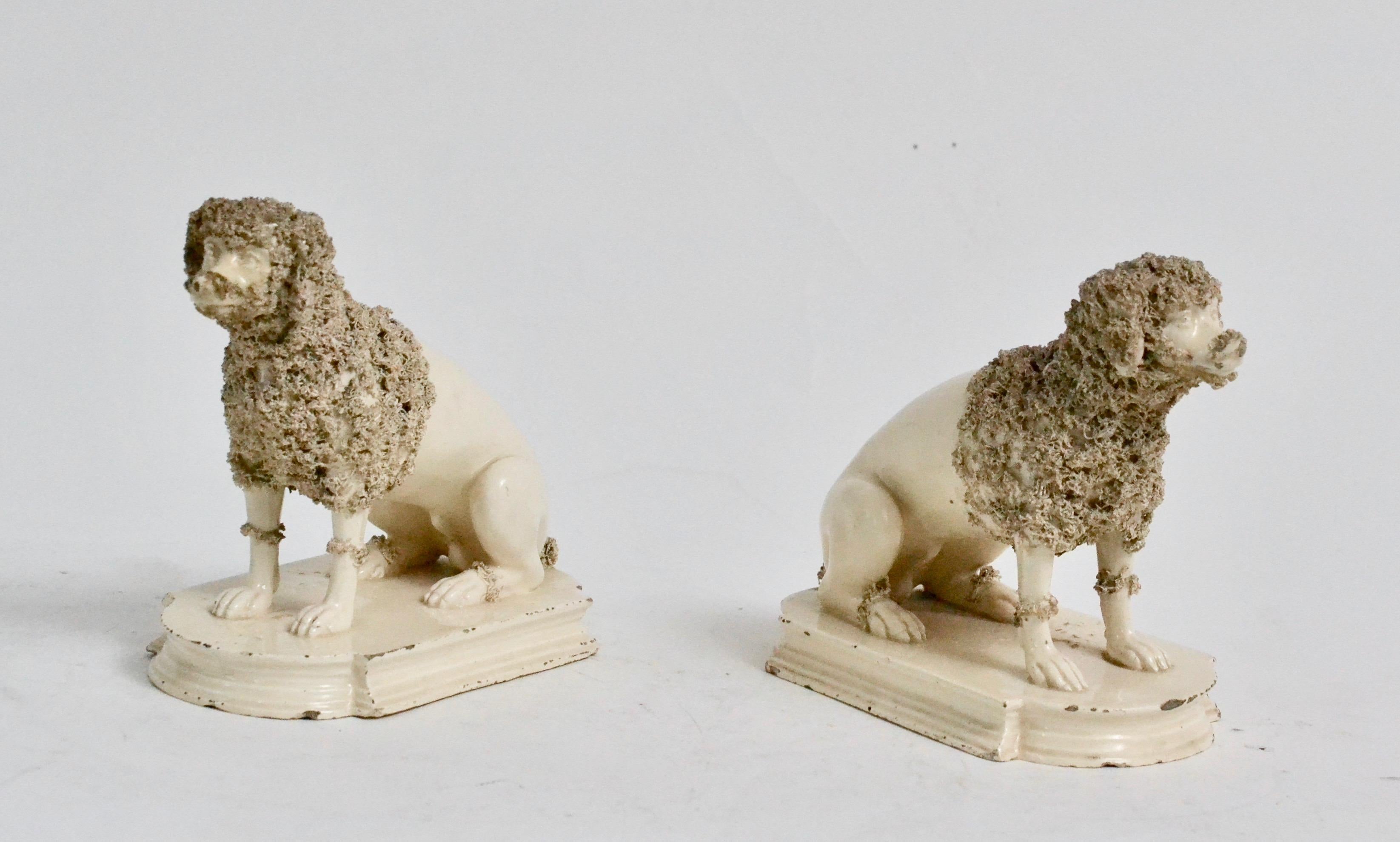 Pair of Ceramics Poodles, Probably England, 19th Century In Good Condition For Sale In Stockholm, SE