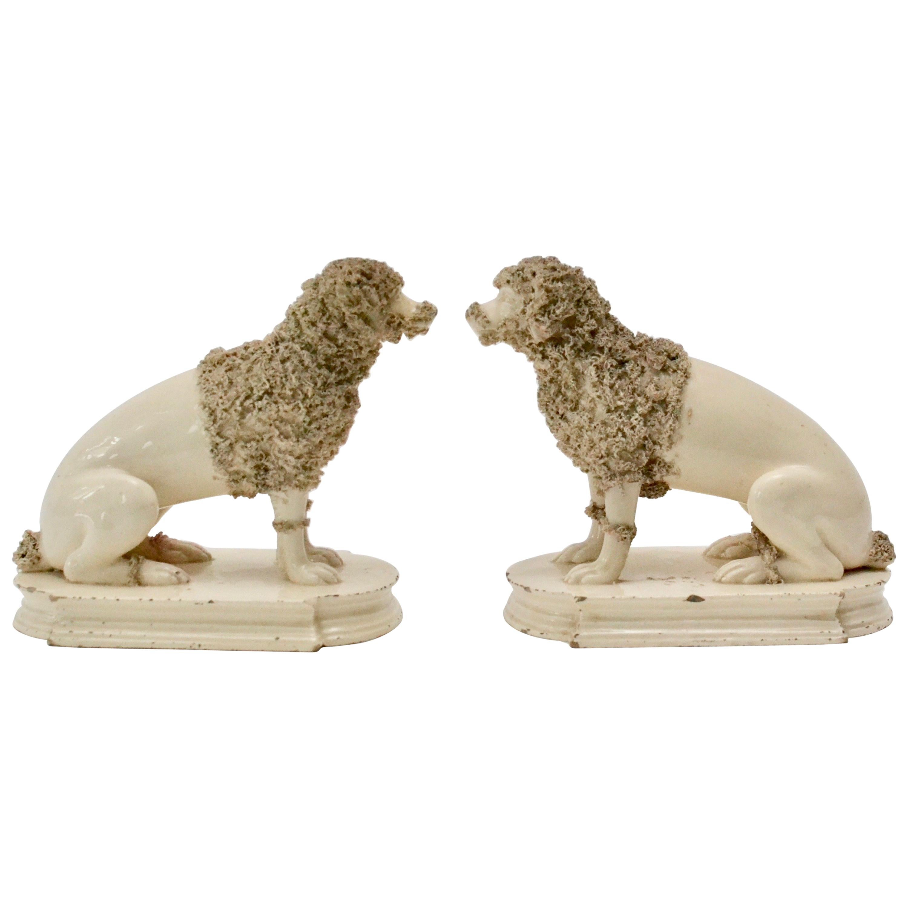 Pair of Ceramics Poodles, Probably England, 19th Century