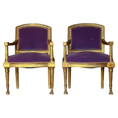 Pair of ceremonial armchairs in carved and gilded wood