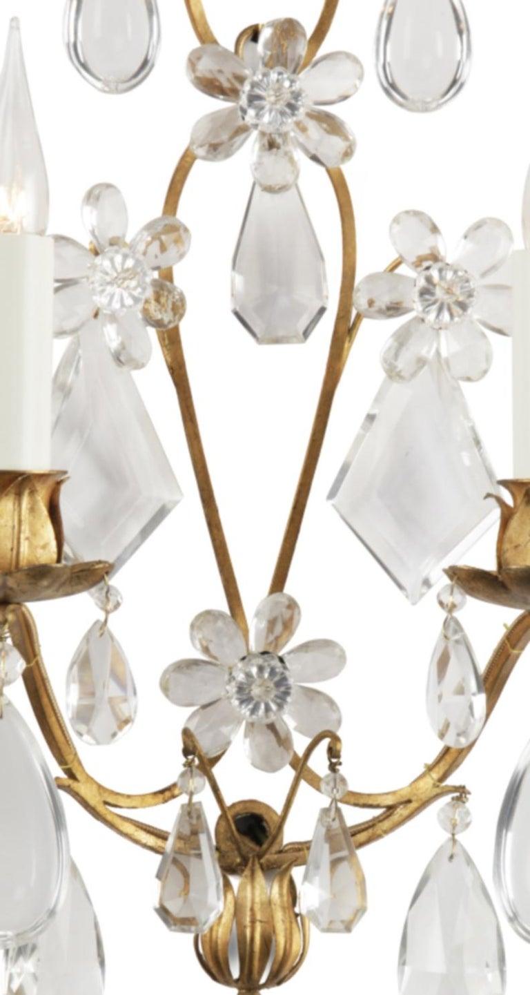 French Pair of Certified Maison Baguès Crystal Sconces For Sale