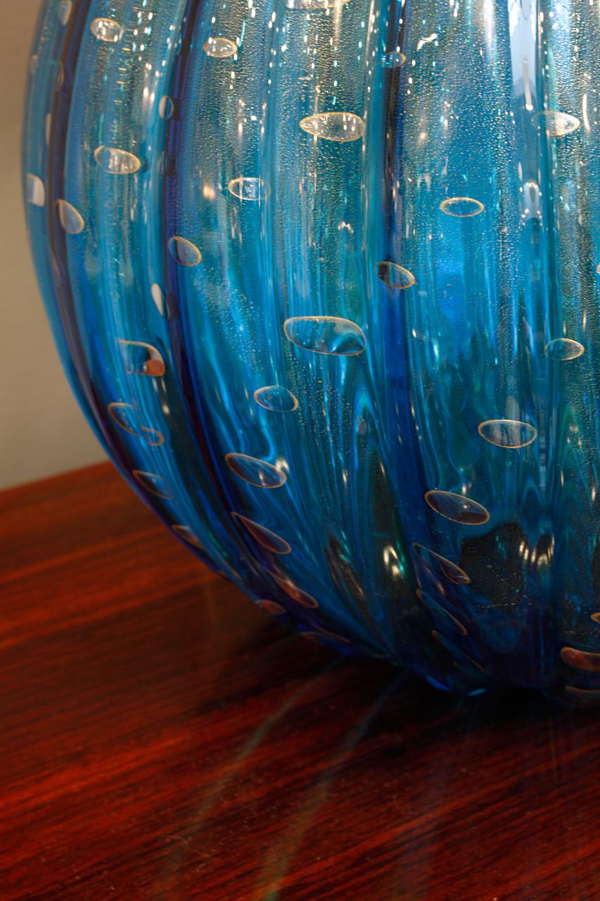 Pair of Cerulean Murano Glass Globe Lamps 2