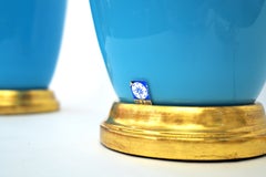 Pair of Cerulean Murano Glass Table Lamps by David Duncan Studio