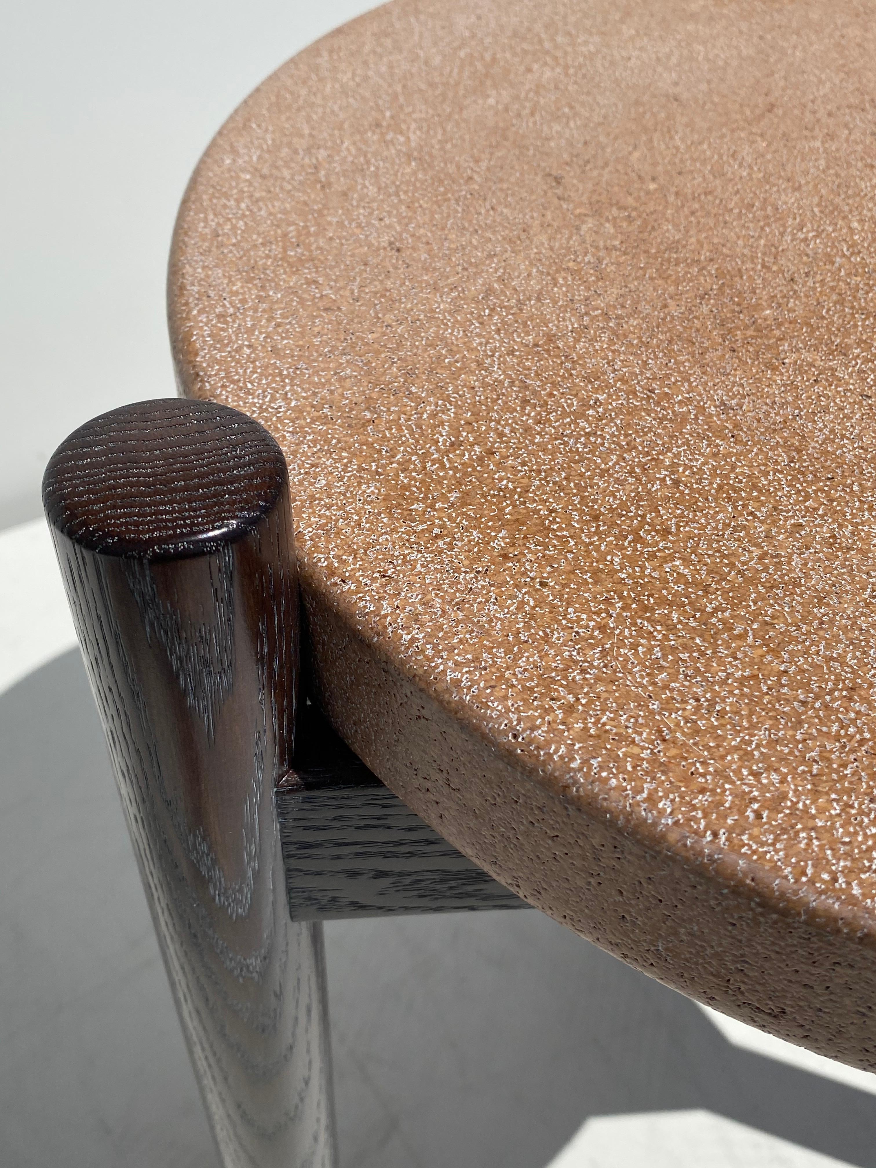 Contemporary Pair of Cerused Oak and Cork Side Tables