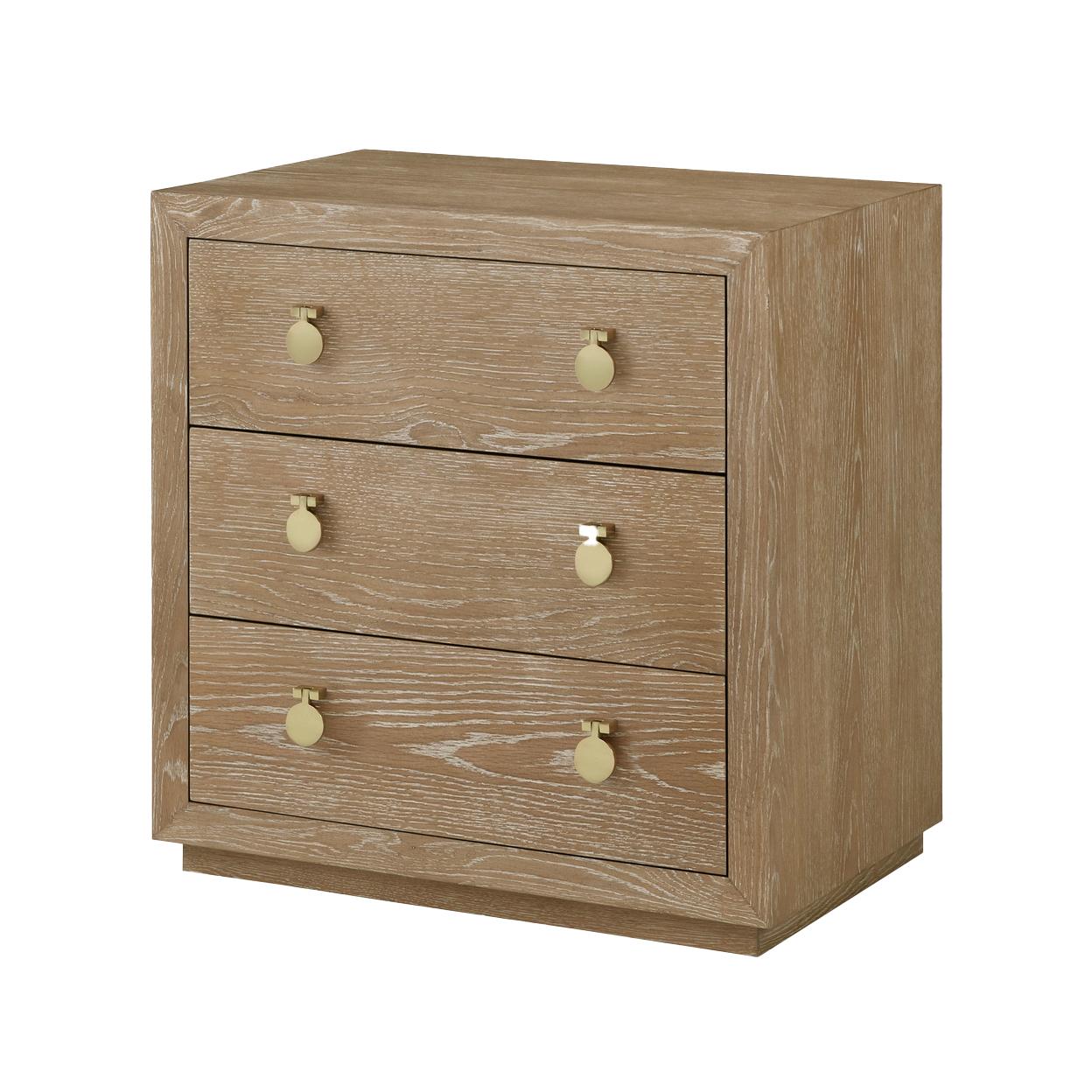 Asian Pair of Cerused Oak Bedside Chests For Sale