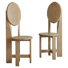 Pair of Cerused Oak Dining or Accent Chairs, France 20th Century