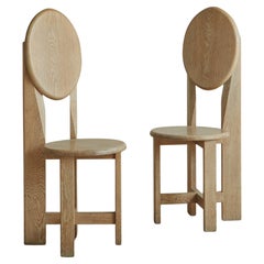 Vintage Pair of Cerused Oak Dining or Accent Chairs, France 20th Century