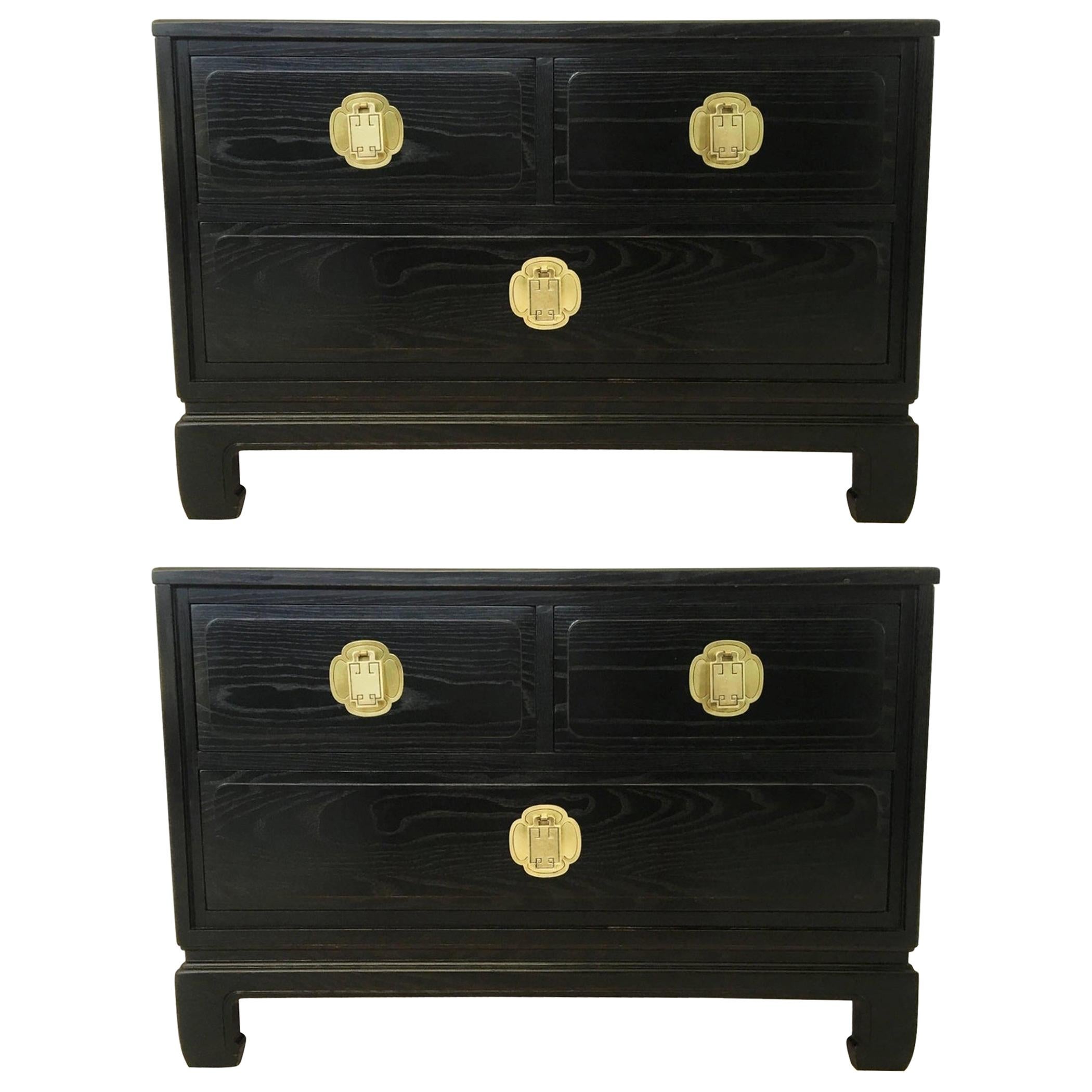 Pair of Cerused Oak Nightstands or End Tables by Davis Furniture Co