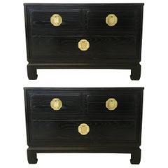 Retro Pair of Cerused Oak Nightstands or End Tables by Davis Furniture Co