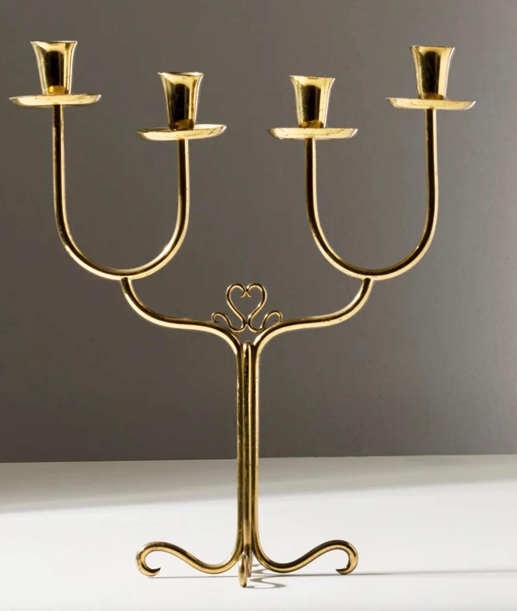 Pair of Cesare Lacca Brass Candelabra For Sale 4