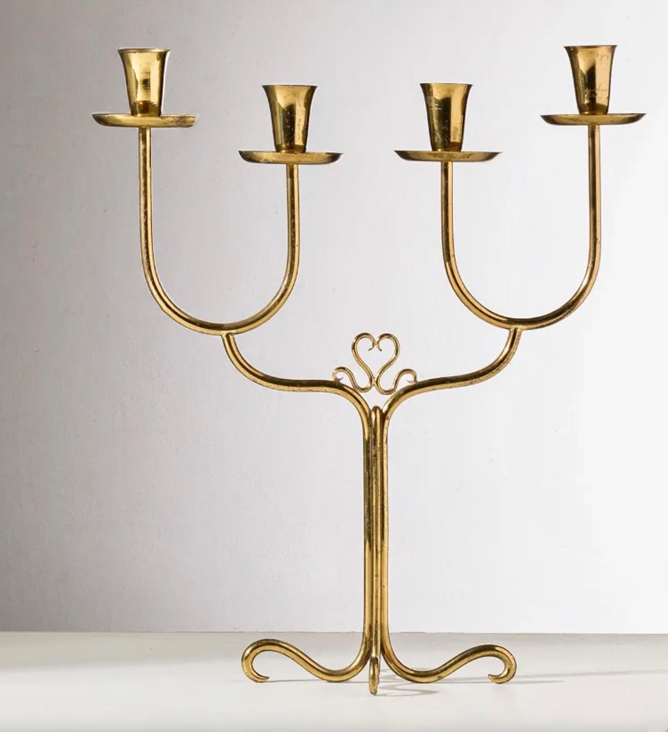 Pair of Cesare Lacca Brass Candelabra For Sale 5