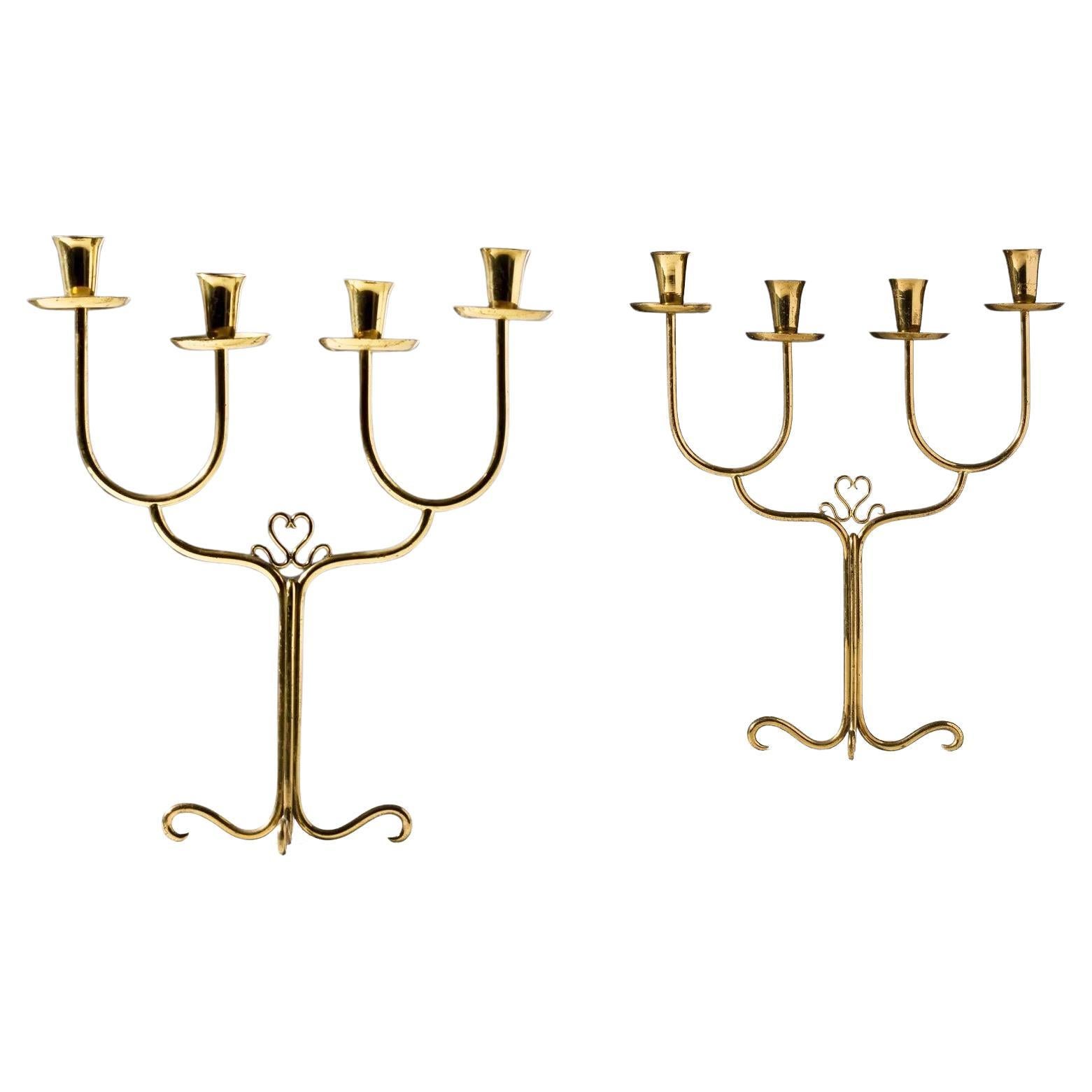 Pair of Cesare Lacca Brass Candelabra For Sale 7