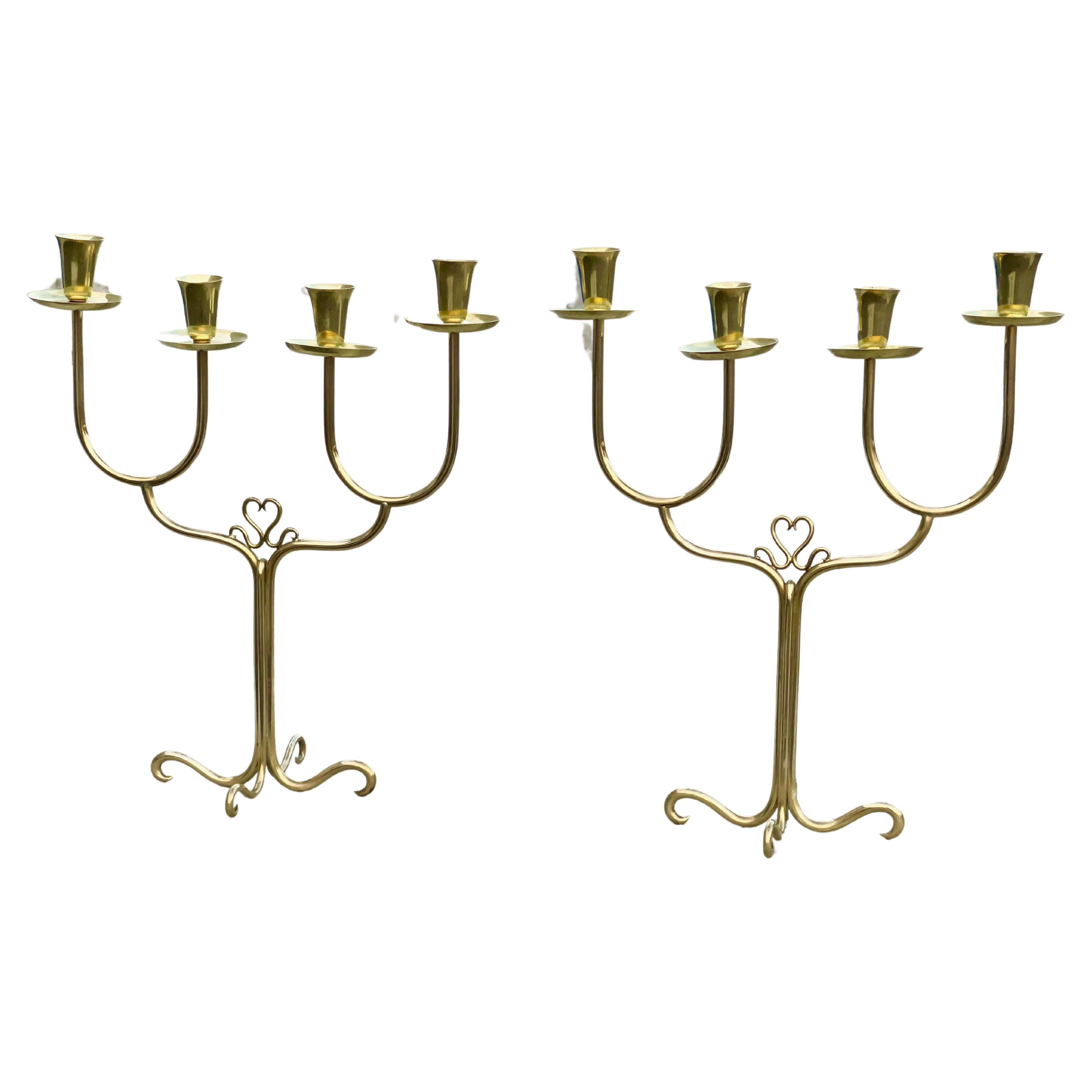 Pair of Cesare Lacca Brass Candelabra