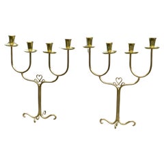 Vintage Pair of Cesare Lacca Brass Candelabra