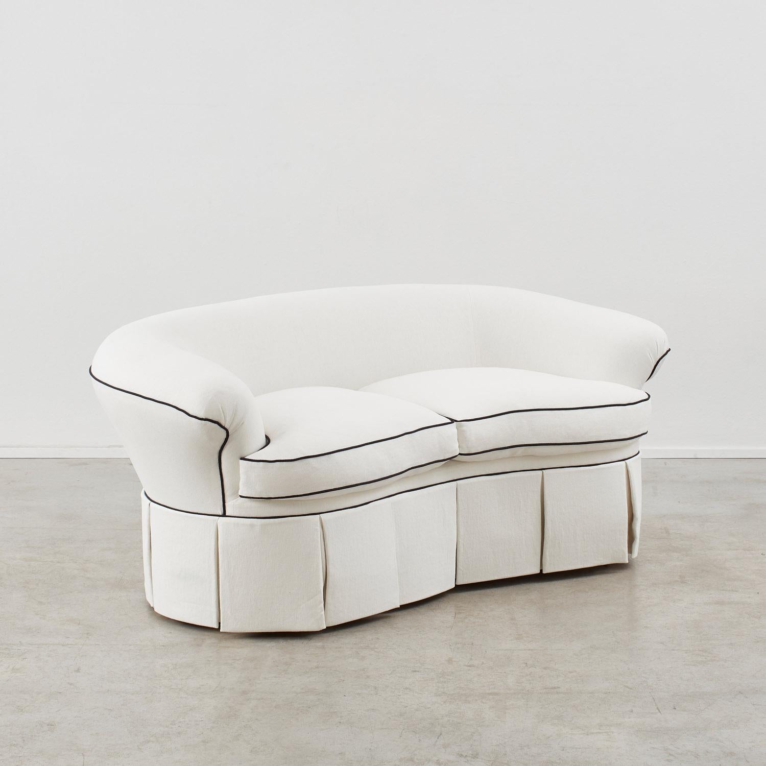 Upholstery Pair of Cesare Lacca loveseat sofas - Italy, 1950s
