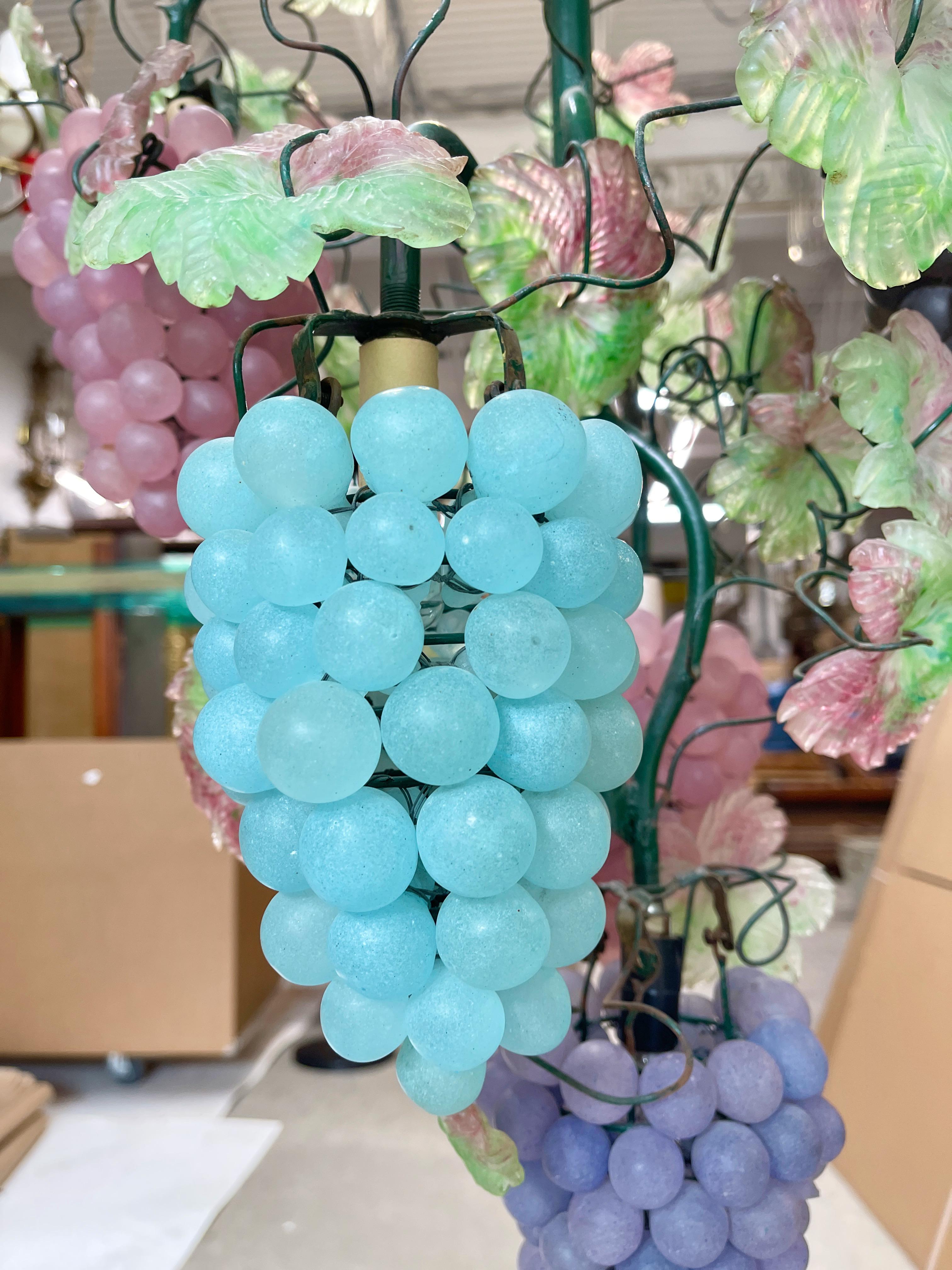 Art Glass Cesare Toso Murano Glass Grape Vine Chandelier (2) For Sale