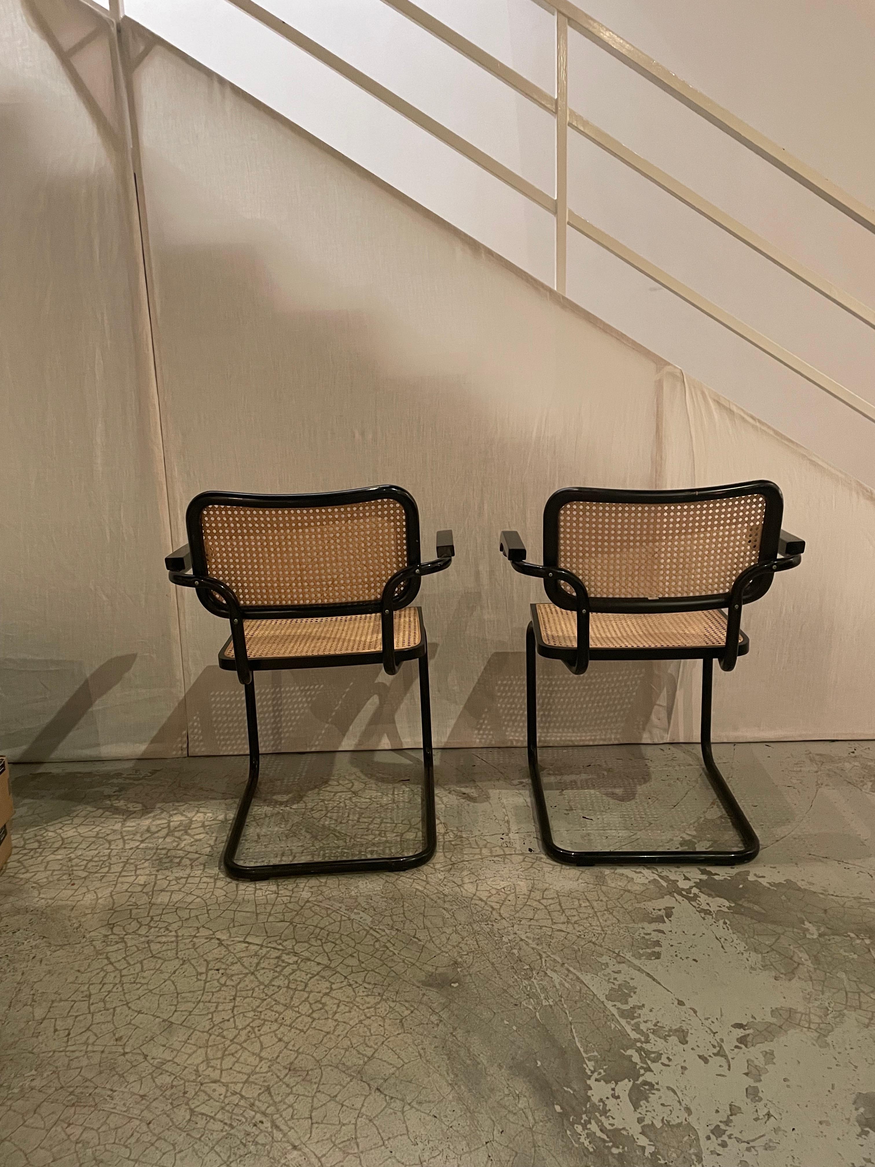 Bauhaus Pair of Cesca B32 chairs by Marcel Breuer 1970s