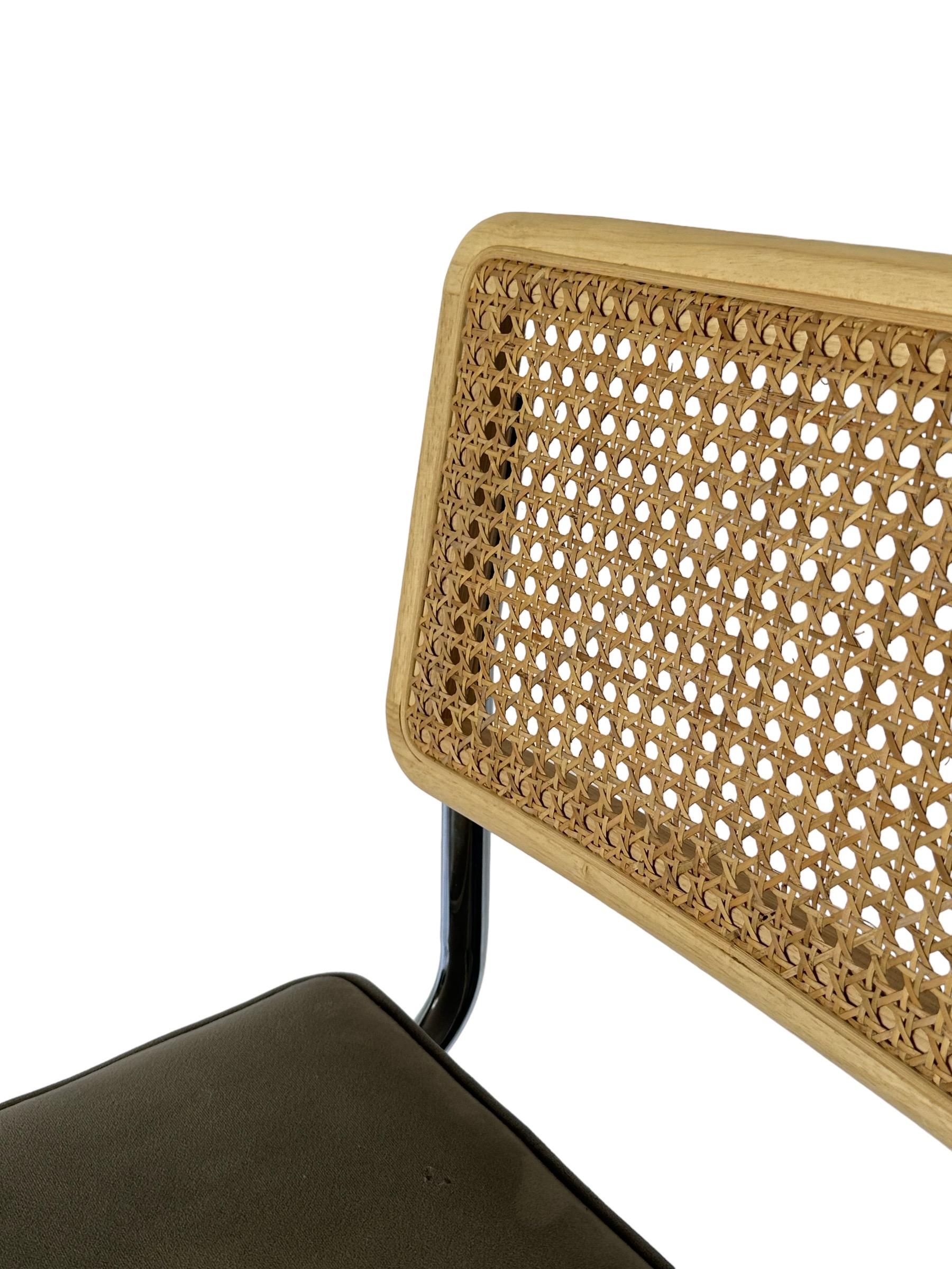 Contemporary Pair of Cesca Chrome and Cane Barstools