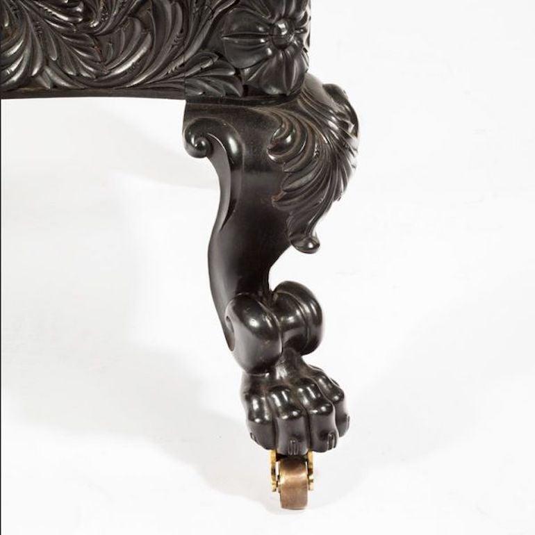 Mid-19th Century Pair of Ceylonese Solid Ebony Hall Chairs