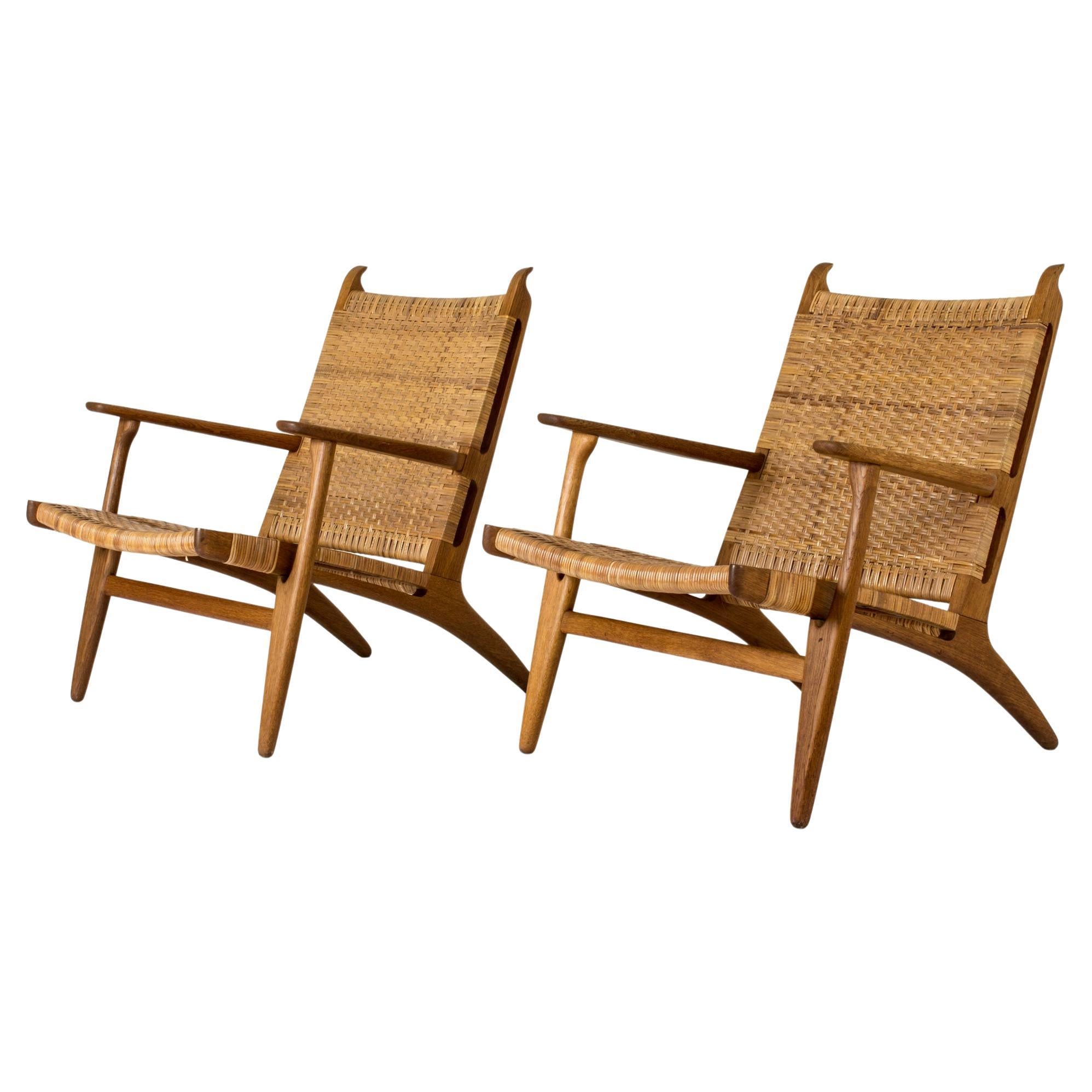 Pair of “CH 27” Lounge Chairs by Hans J. Wegner, Denmark, 195os For Sale