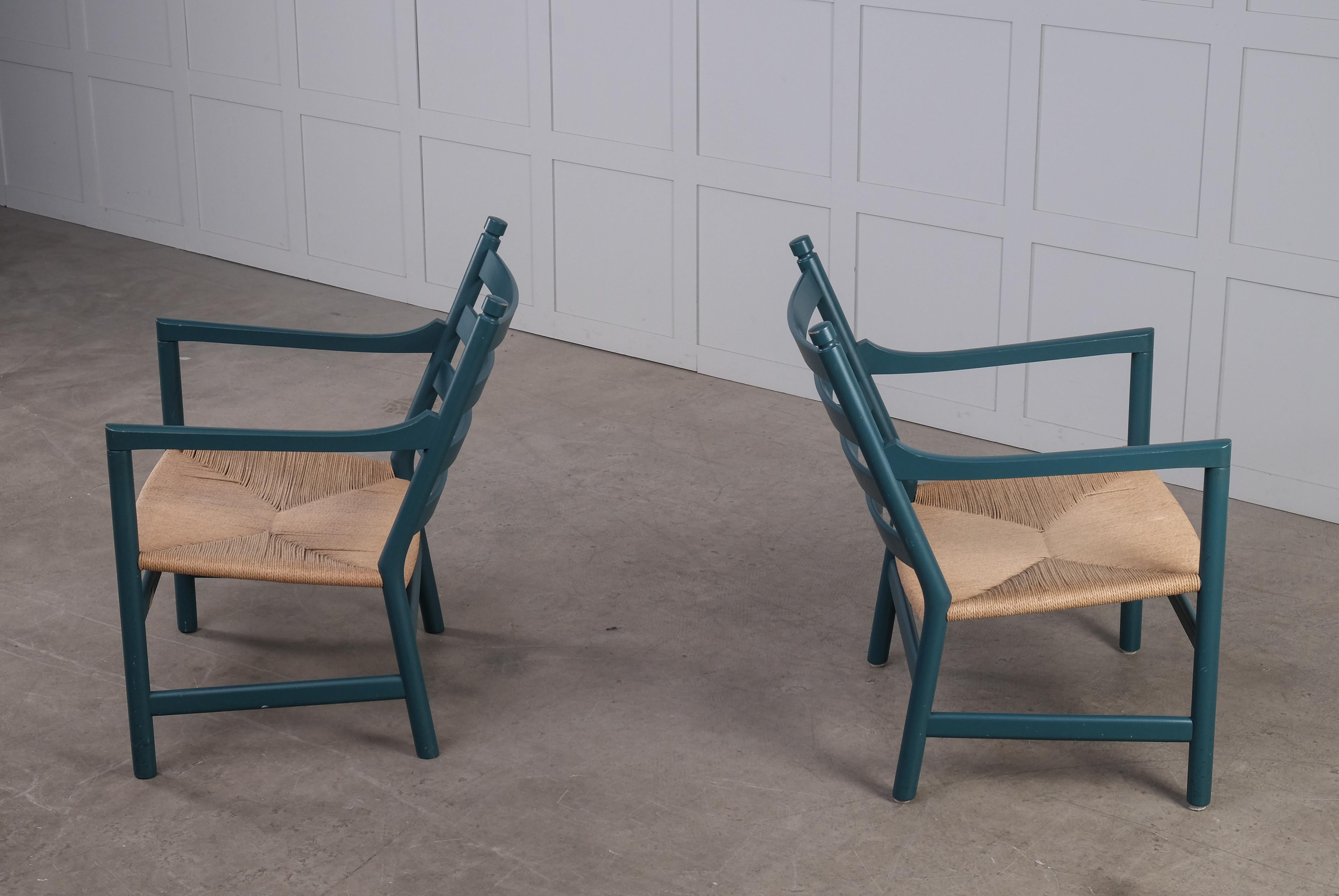 Paire de chaises longues CH44 de Hans J. Wegner, Danemark, années 1960 Bon état - En vente à Stockholm, SE