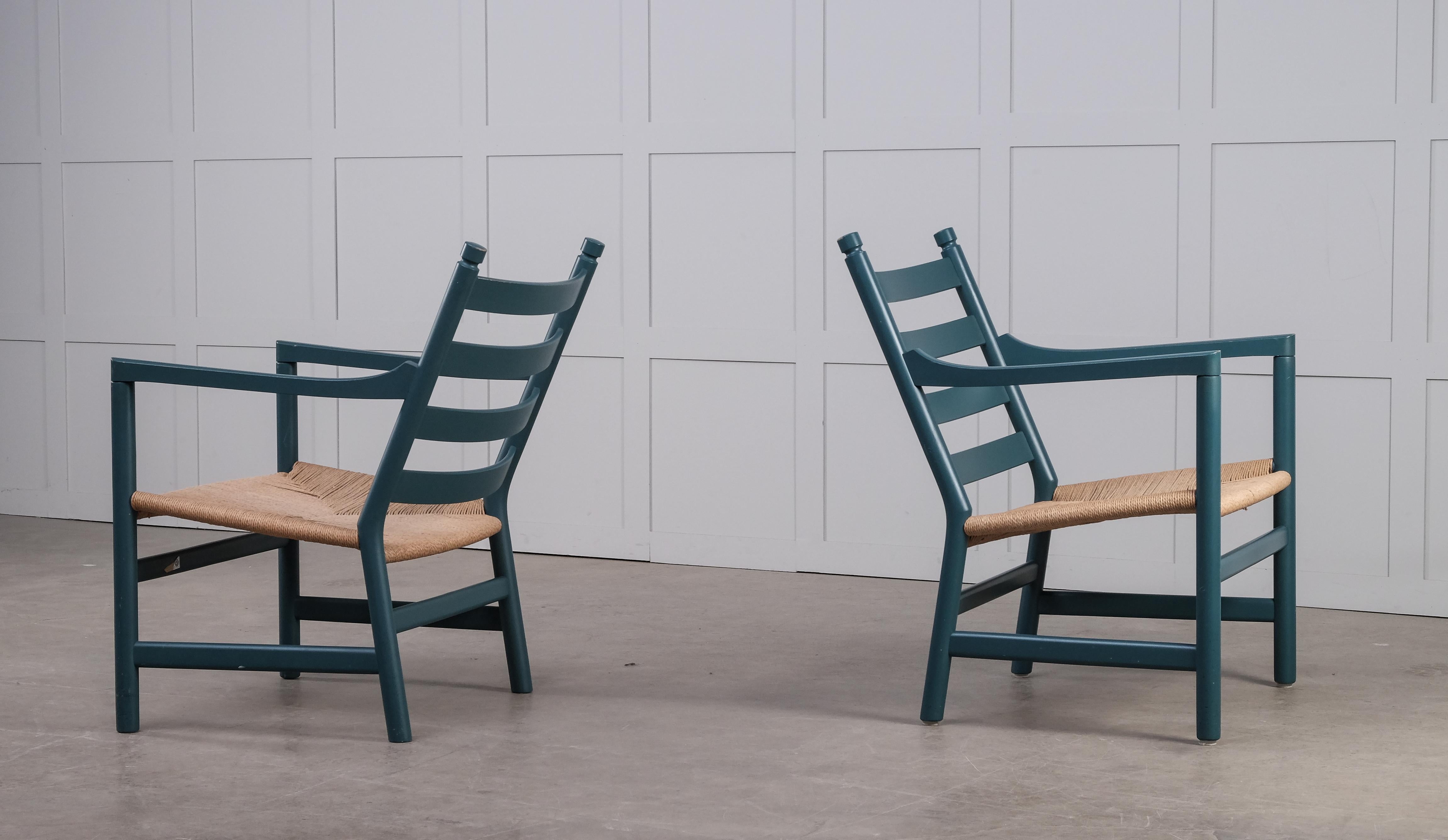 Mid-20th Century Pair of CH44 Lounge Chairs by Hans J. Wegner, Denmark, 1960s For Sale