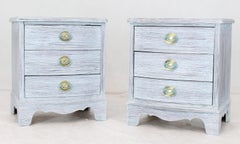 Pair of Chabby Chic White Painted Three Drawers Nightstands Lamp Tables