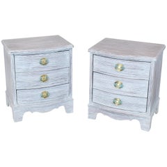 Vintage Pair of Chabby Chic White Painted Three Drawers Nightstands Lamp Tables